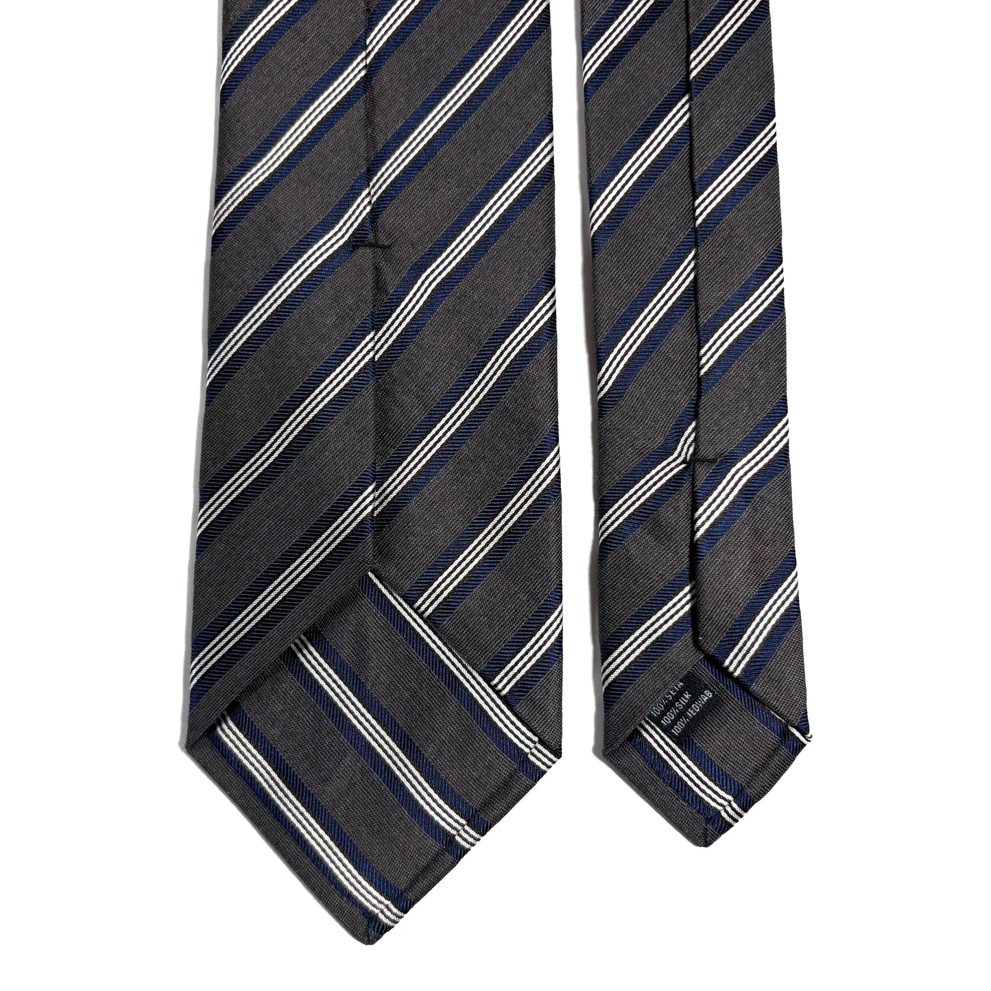 Gray & Navy Blue Striped Silk Jacquard Tie