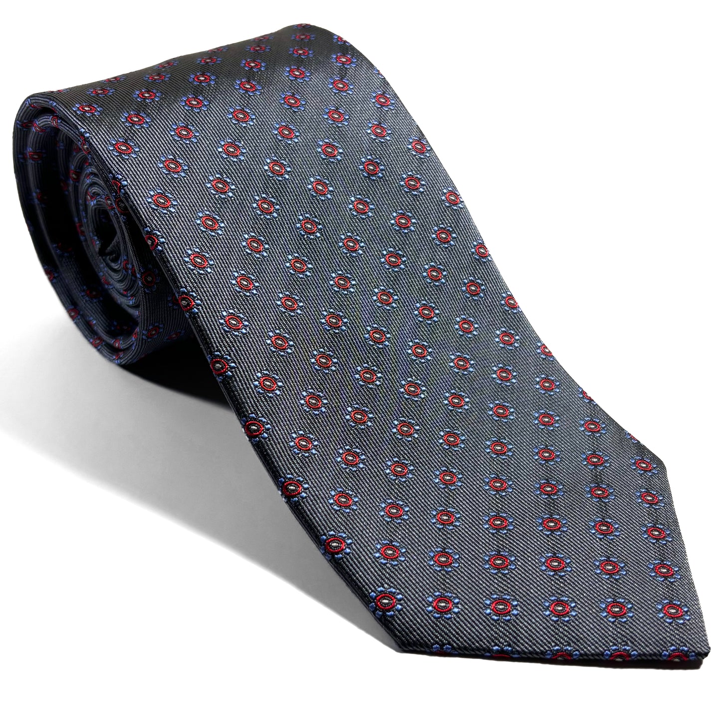 Gray Floral Silk Jacquard Tie