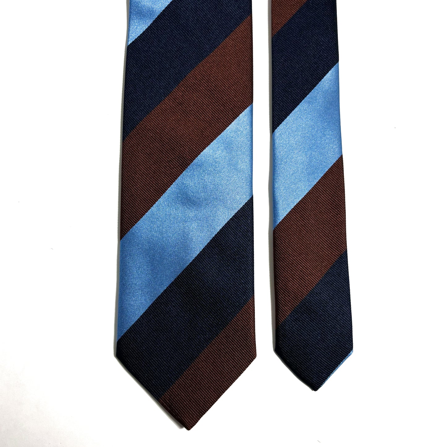 Light Blue / Brown / Navy Striped Silk Repp Tie