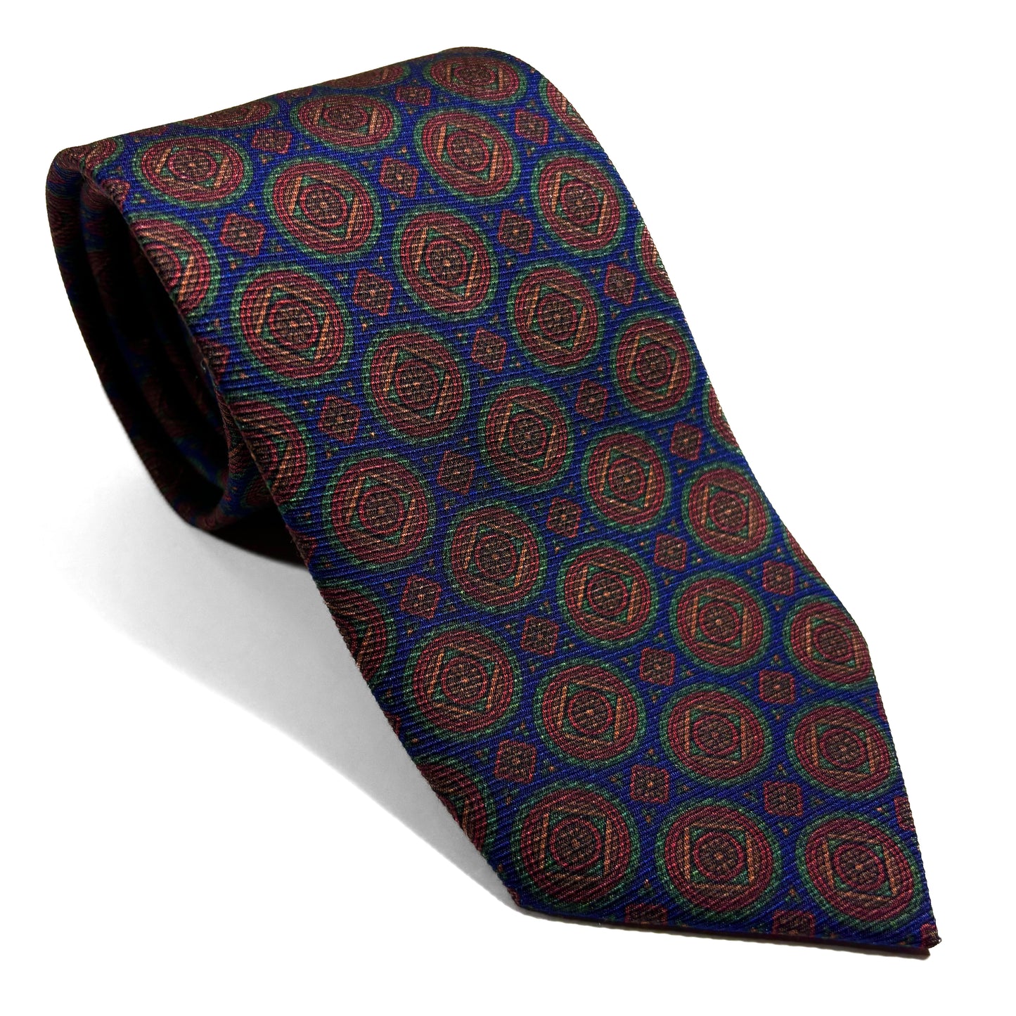 Blue Medallion Italian Madder Silk Tie