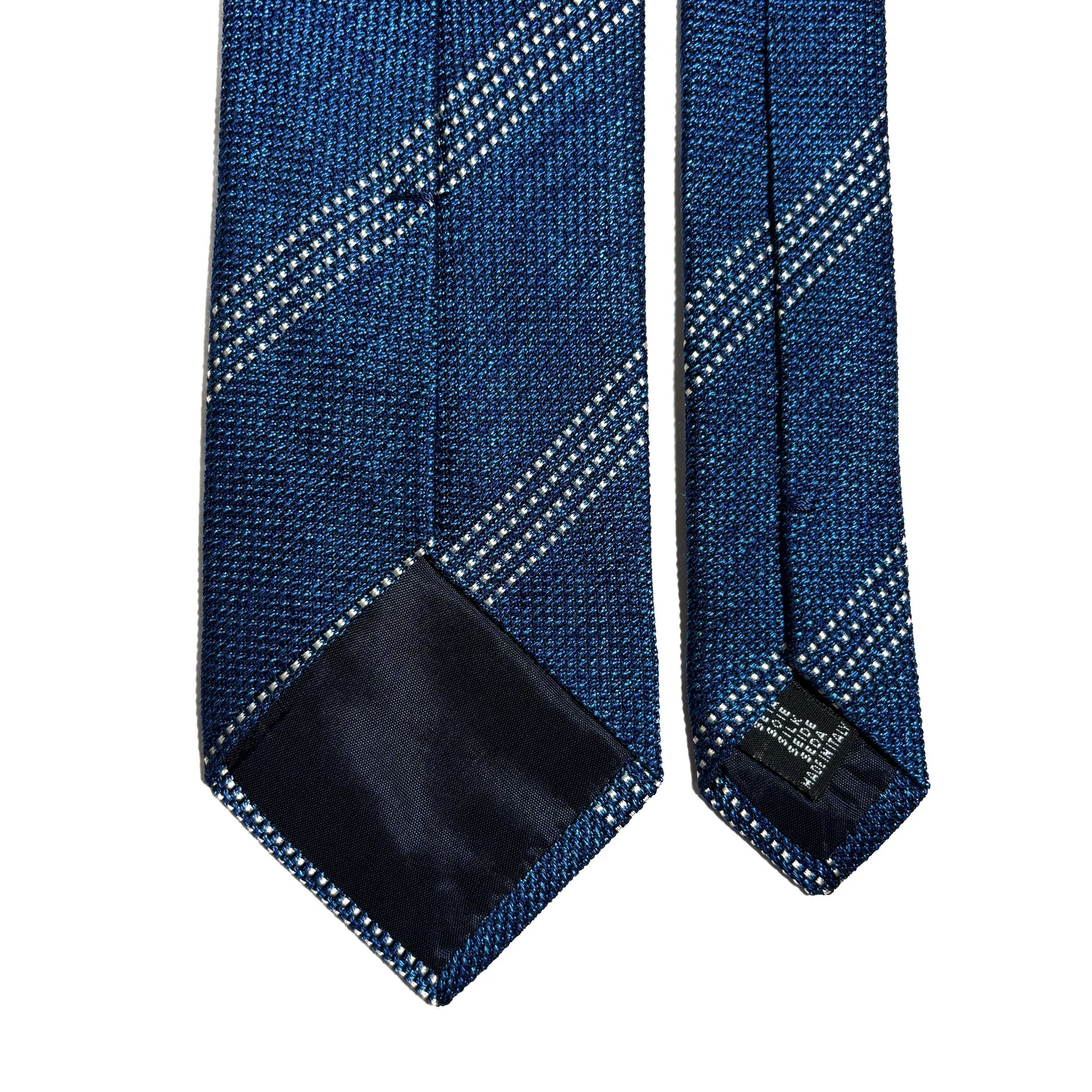 French Blue Striped Silk Grenadine Tie (Garza Fina)