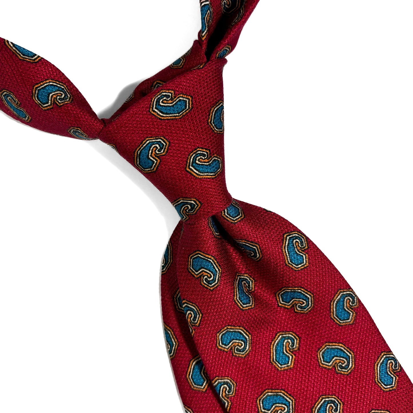 Red Paisley Printed Silk Micro-Grenadine Tie