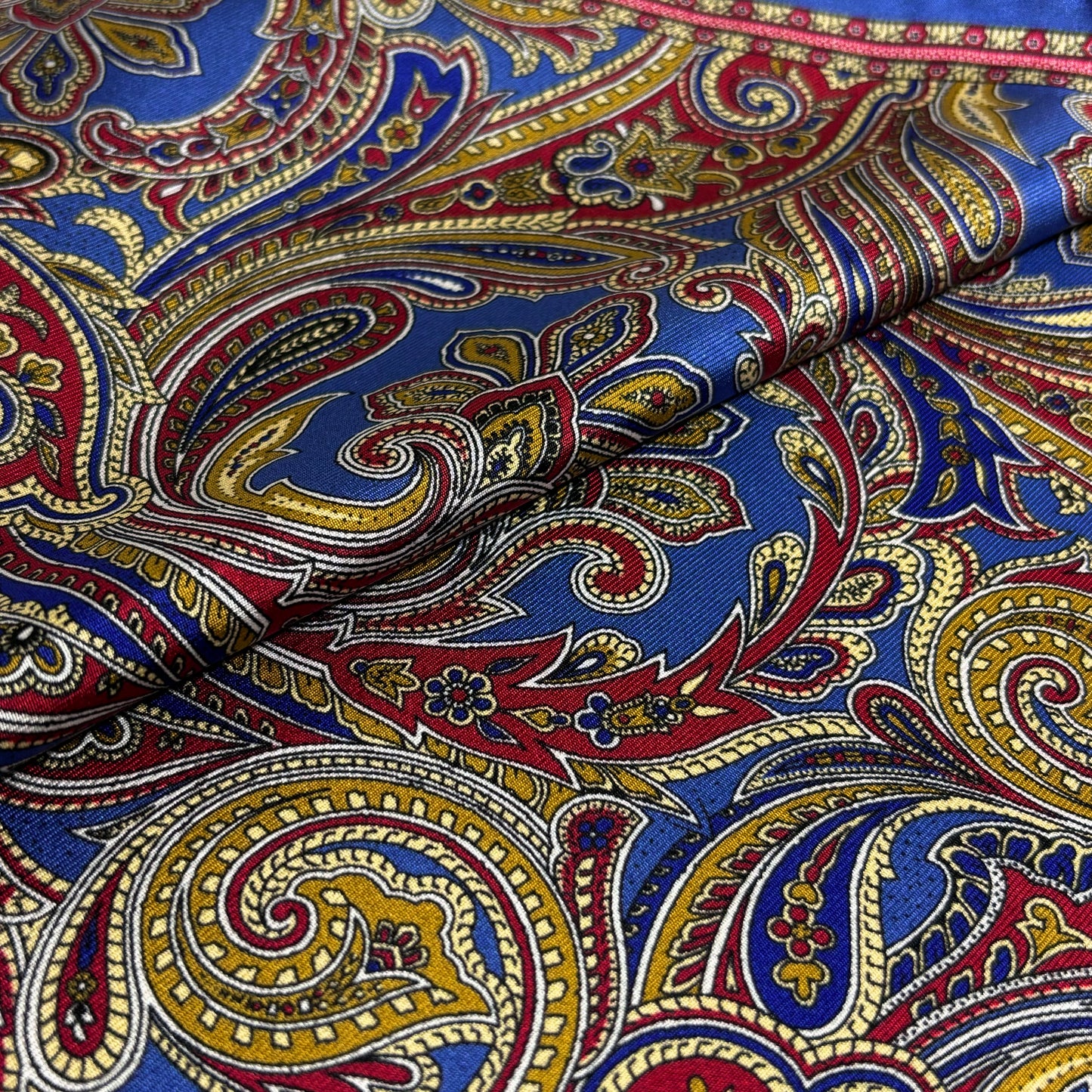 Blue Paisley Silk Pocket Square