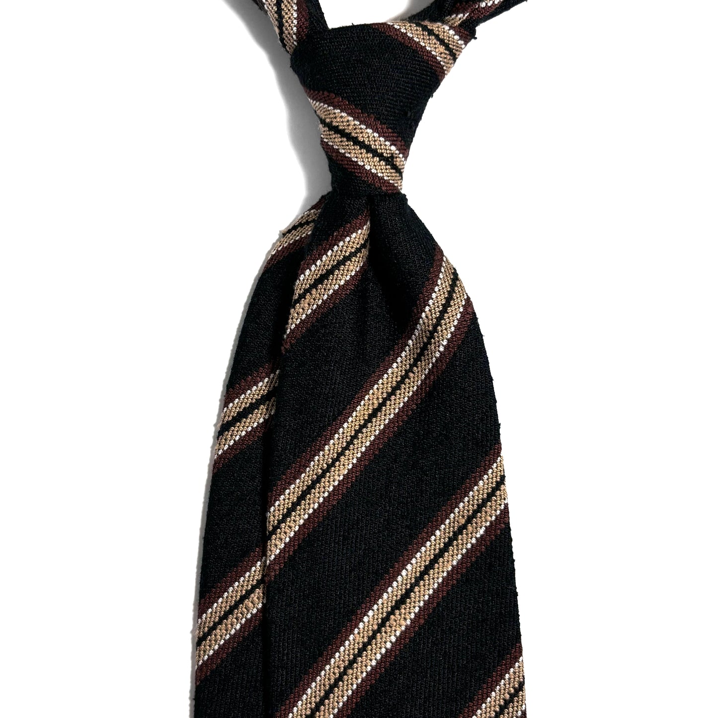 Black Stripe Untipped Silk Shantung Tie