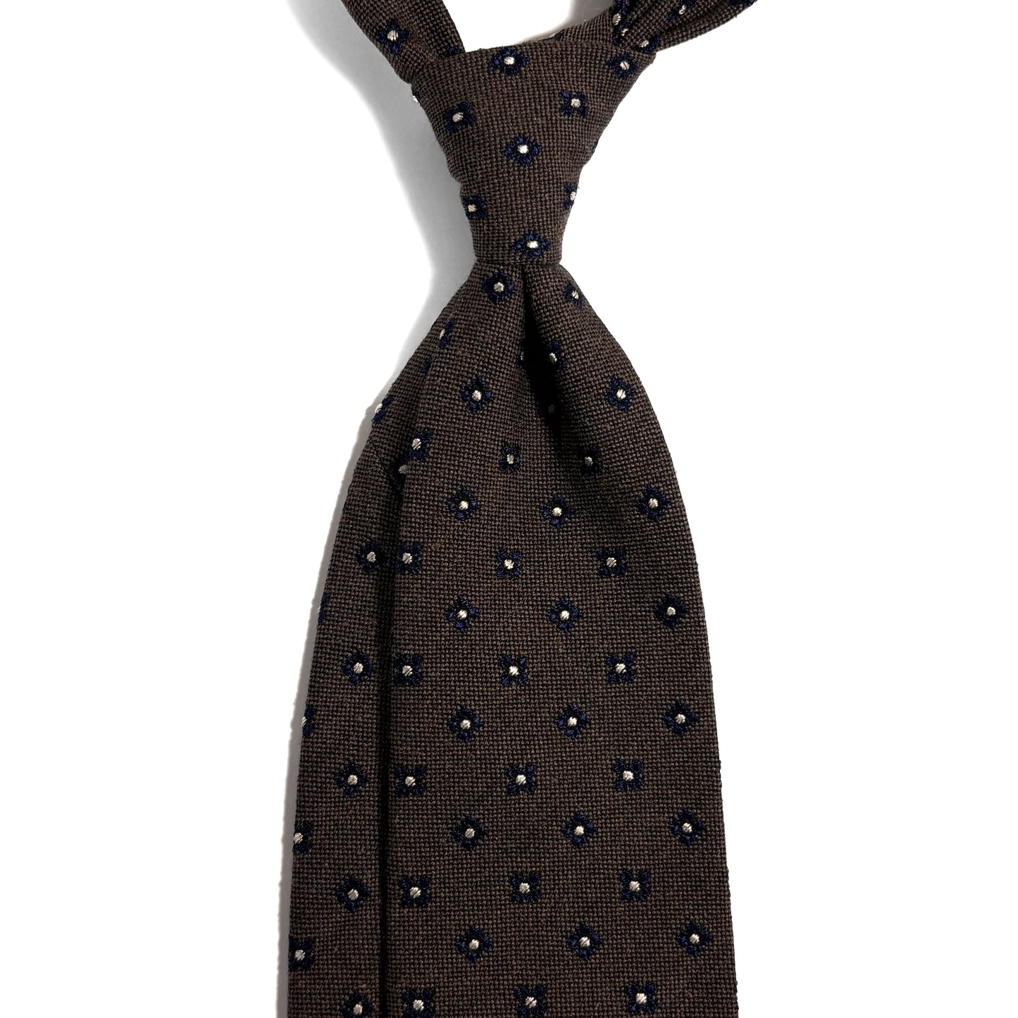 Taupe Brown Floral Wool/Silk Jacquard Tie
