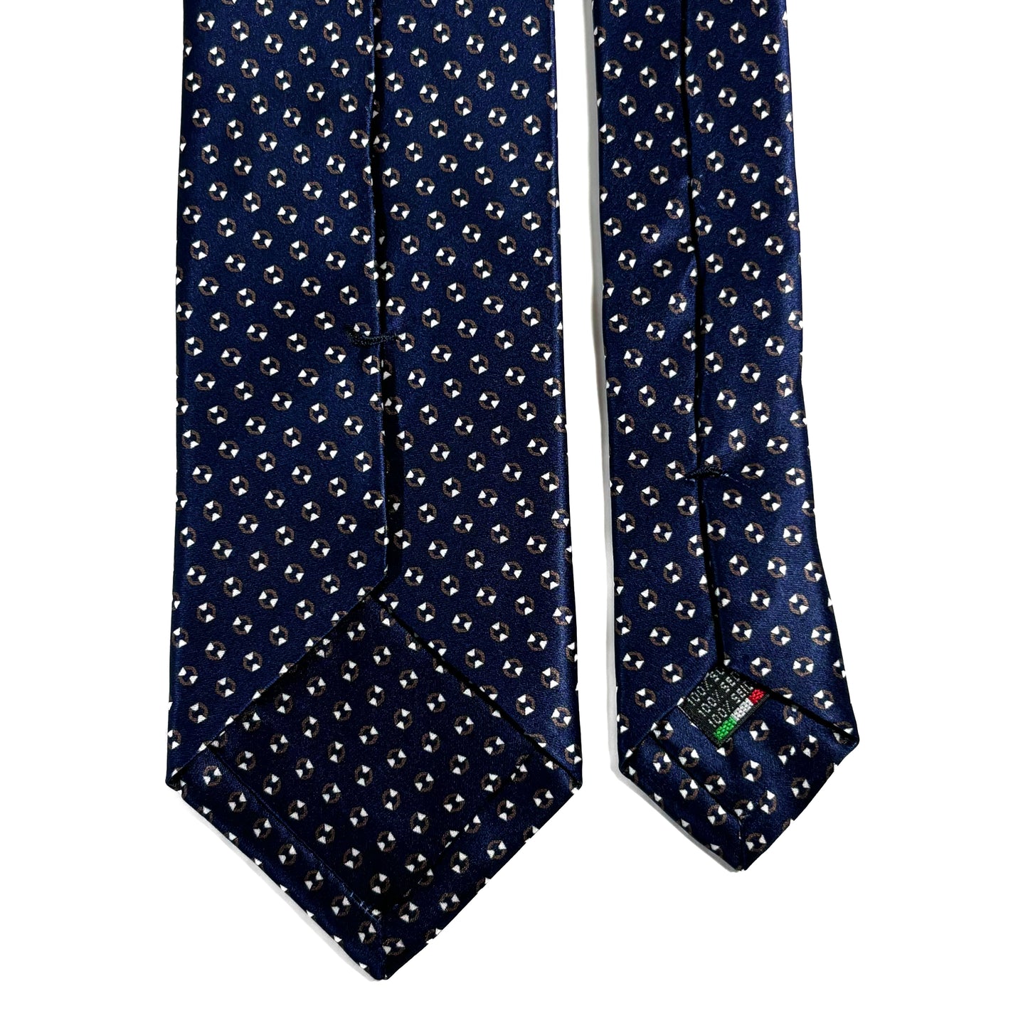 Navy Blue Geometric Silk Satin Tie