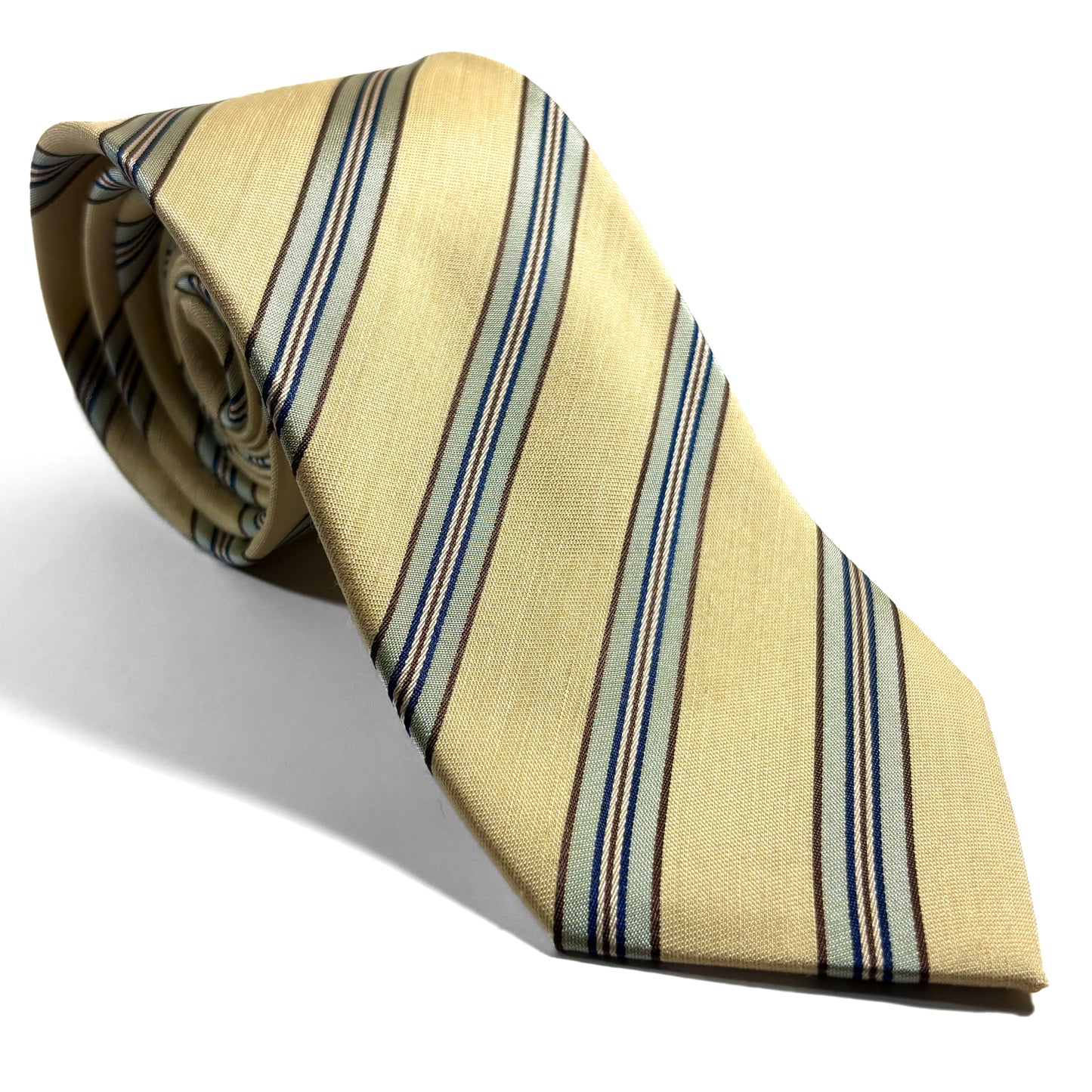 Cream Yellow Striped Silk Jacquard Tie