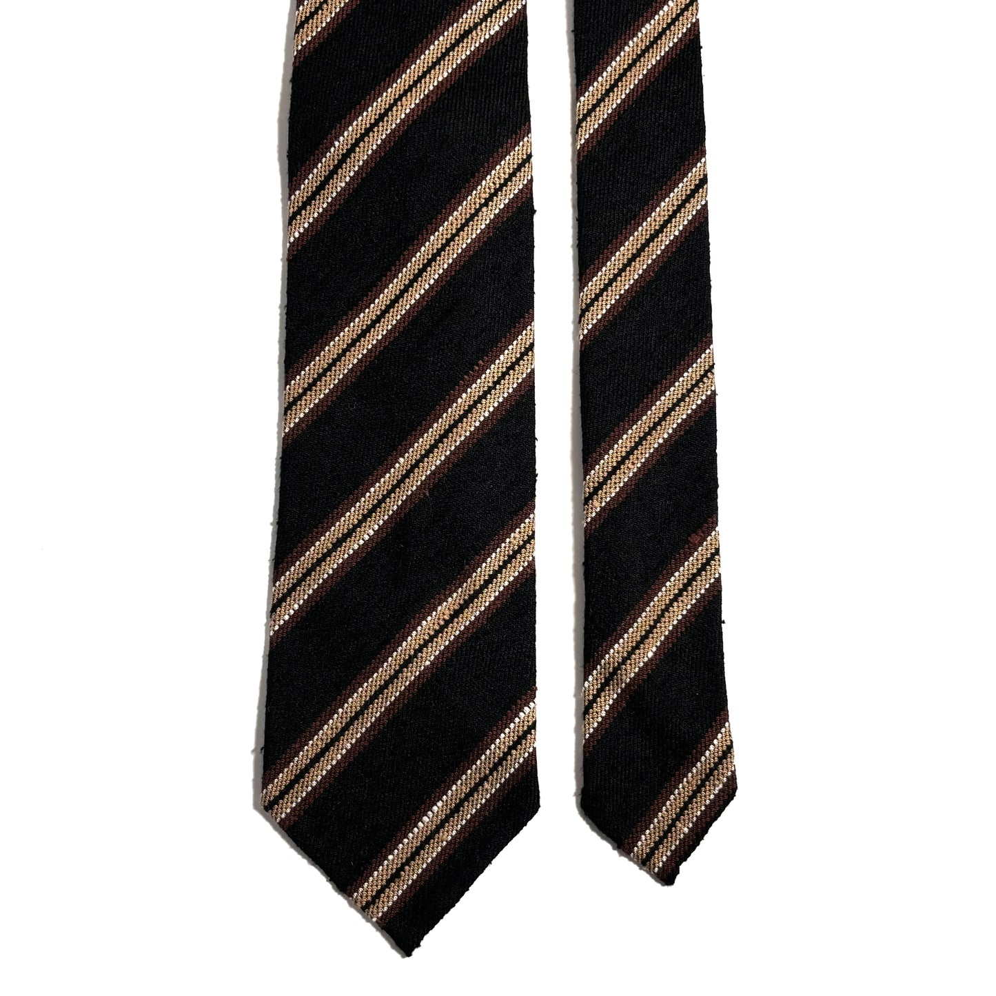 Black Stripe Untipped Silk Shantung Tie
