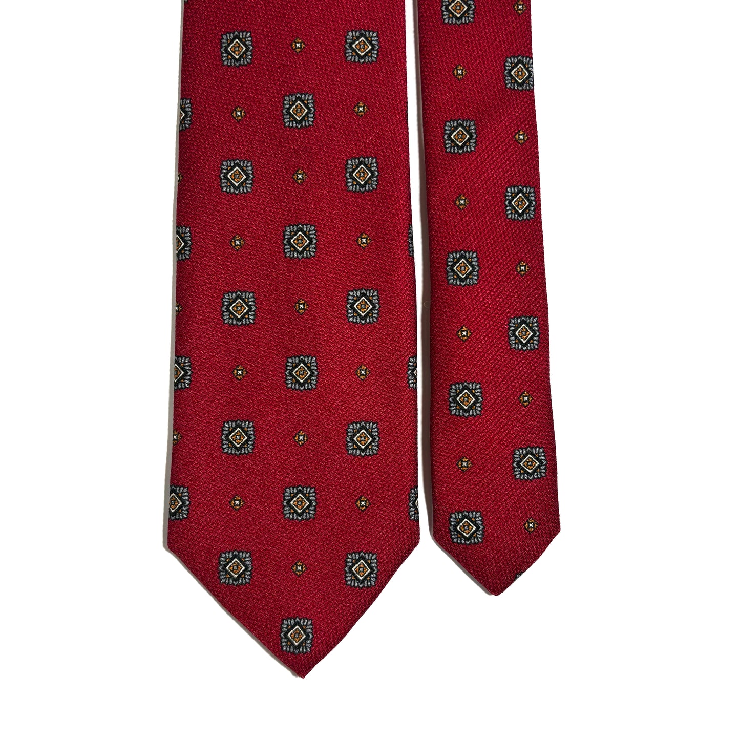 Red Foulard Printed Silk Grenadine Tie
