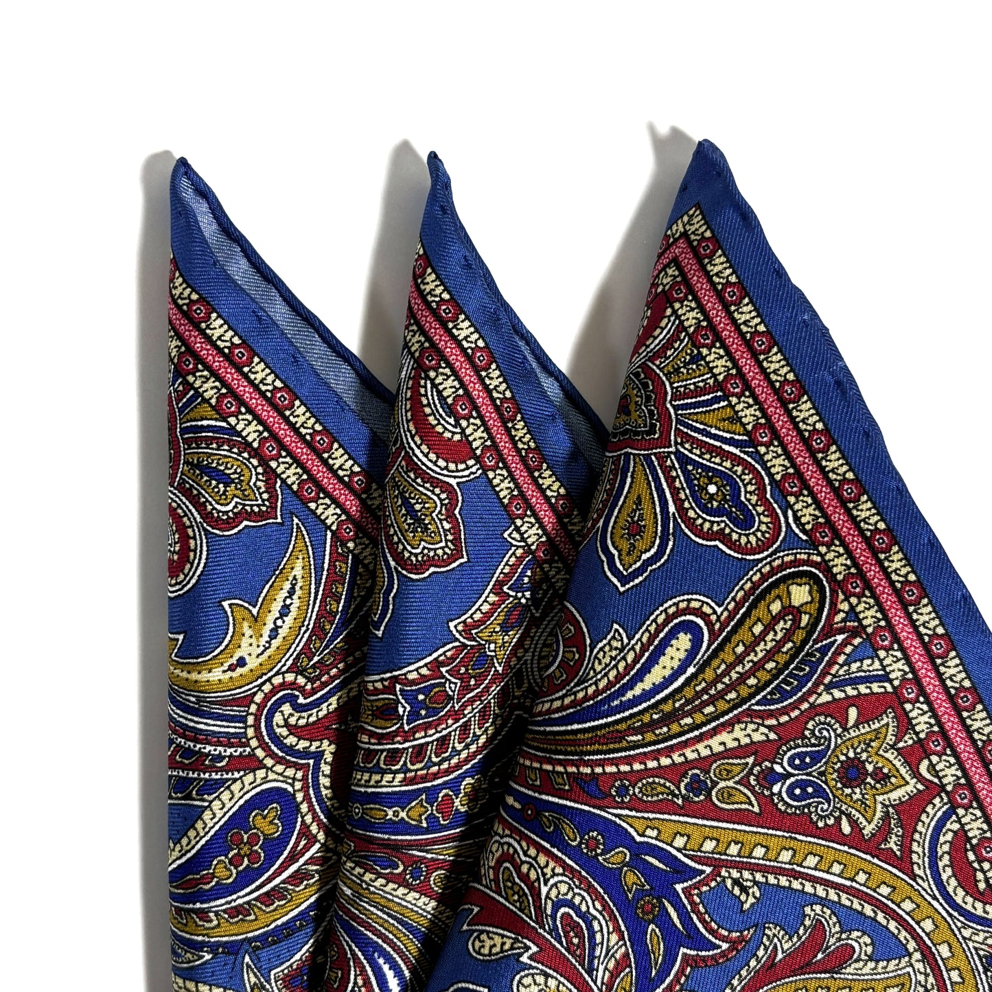 Blue Paisley Silk Pocket Square