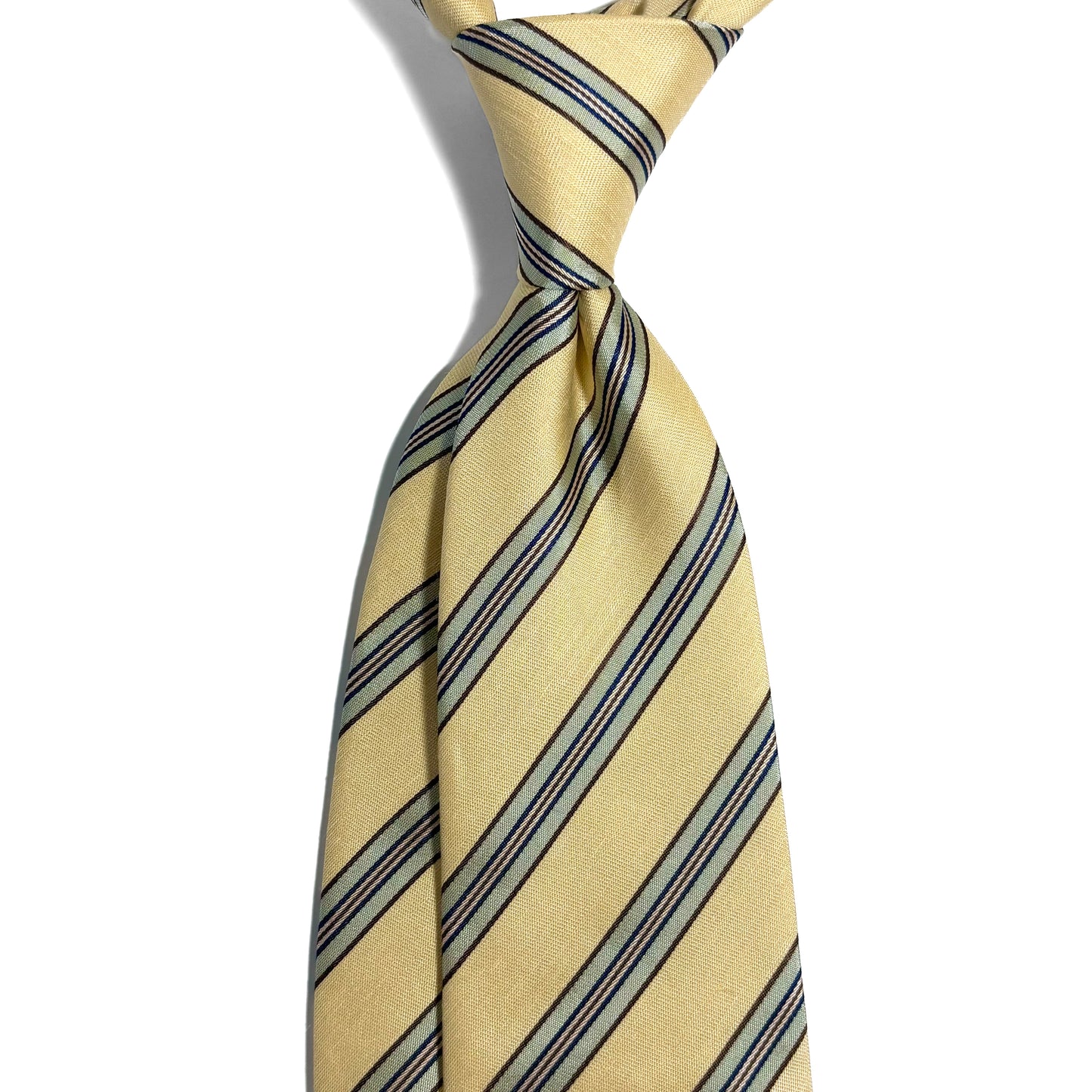 Cream Yellow Striped Silk Jacquard Tie