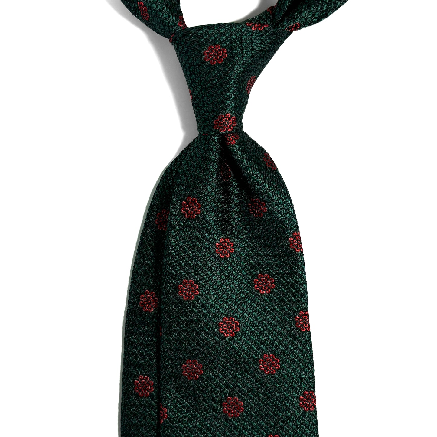 Forest Green Floral Silk Grenadine Tie (English Weave)