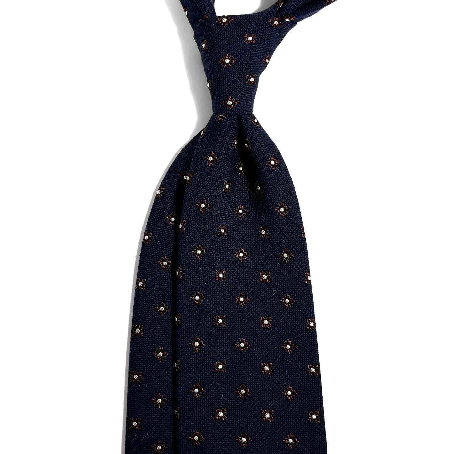 Navy Blue Floral Wool/Silk Jacquard Tie