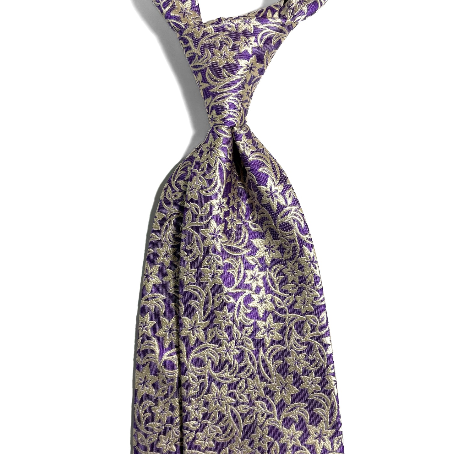 Lilac Purple Floral Motif Silk Jacquard Tie