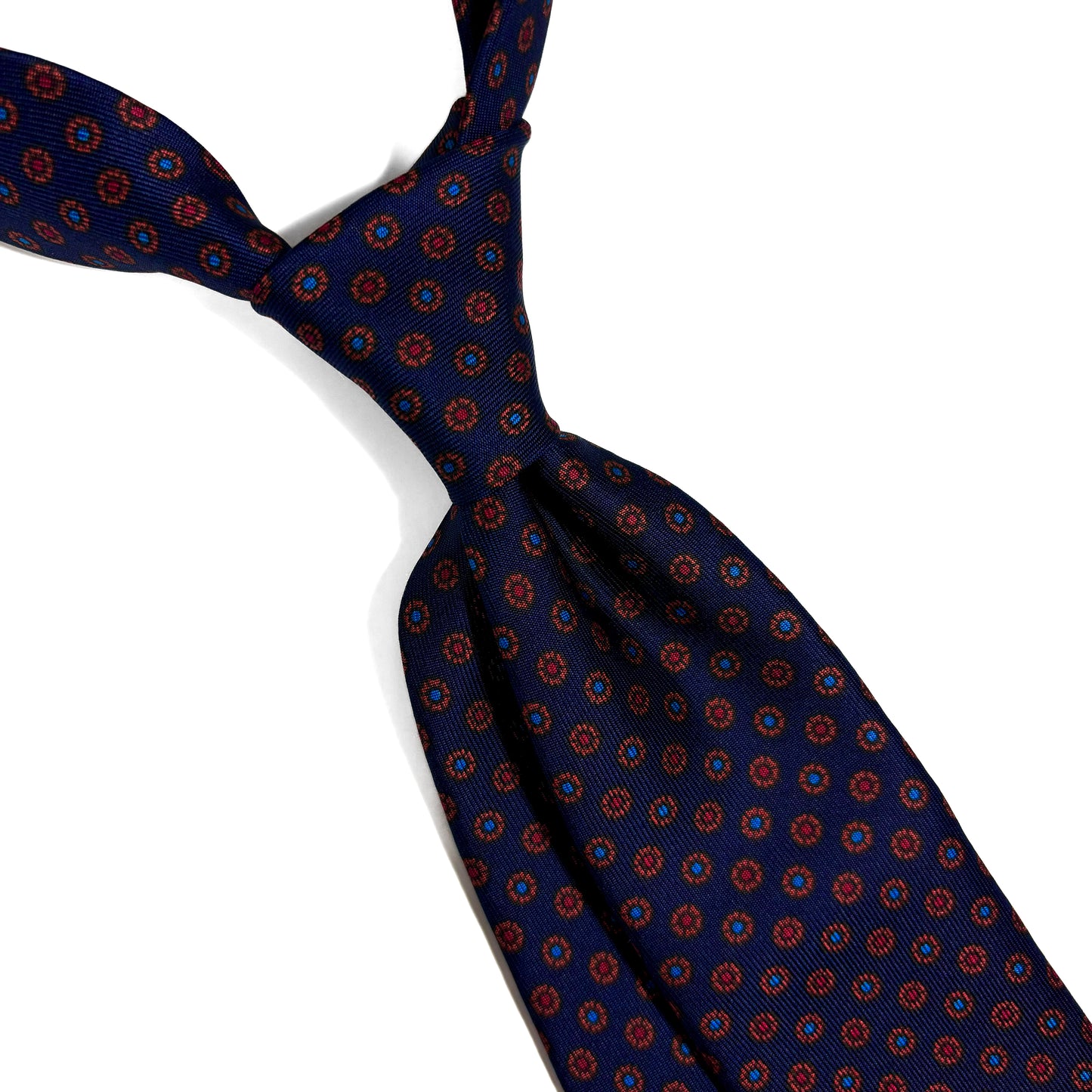 Slim Screen-Printed Navy Blue Floral Silk Tie
