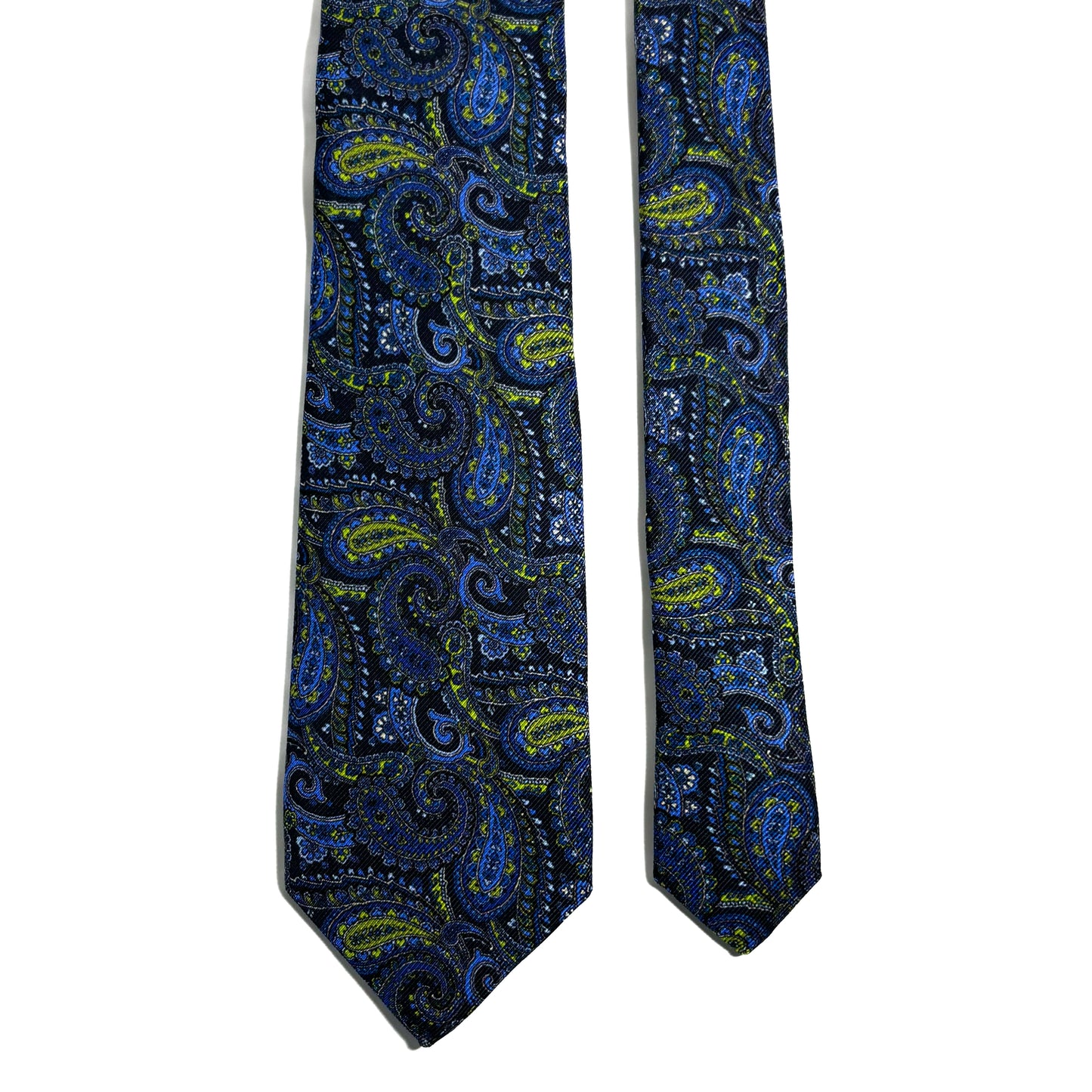 Navy Blue & Green Paisley Silk Tie (Handmade in Italy)