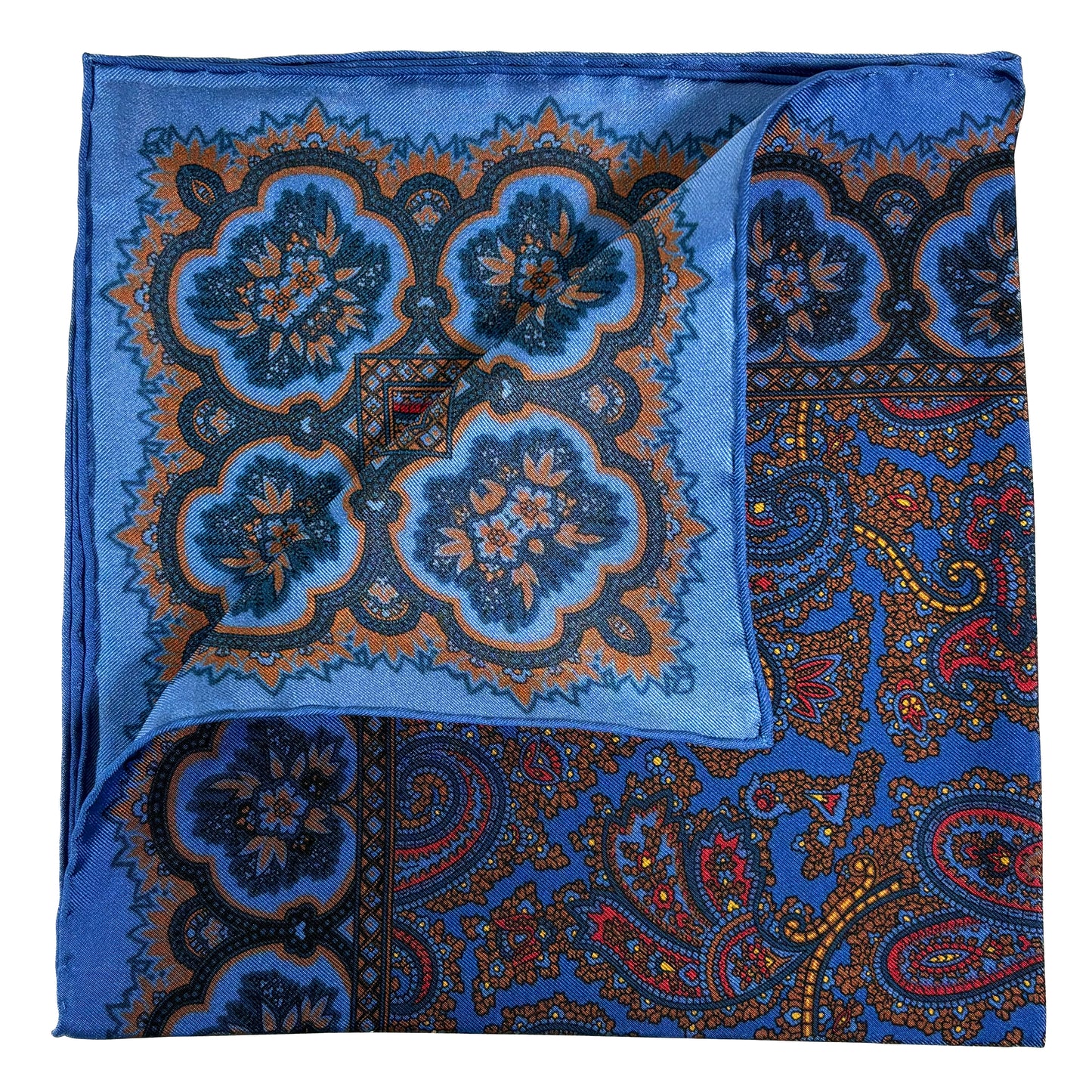 Blue Paisley Ancient Madder Silk Pocket Square