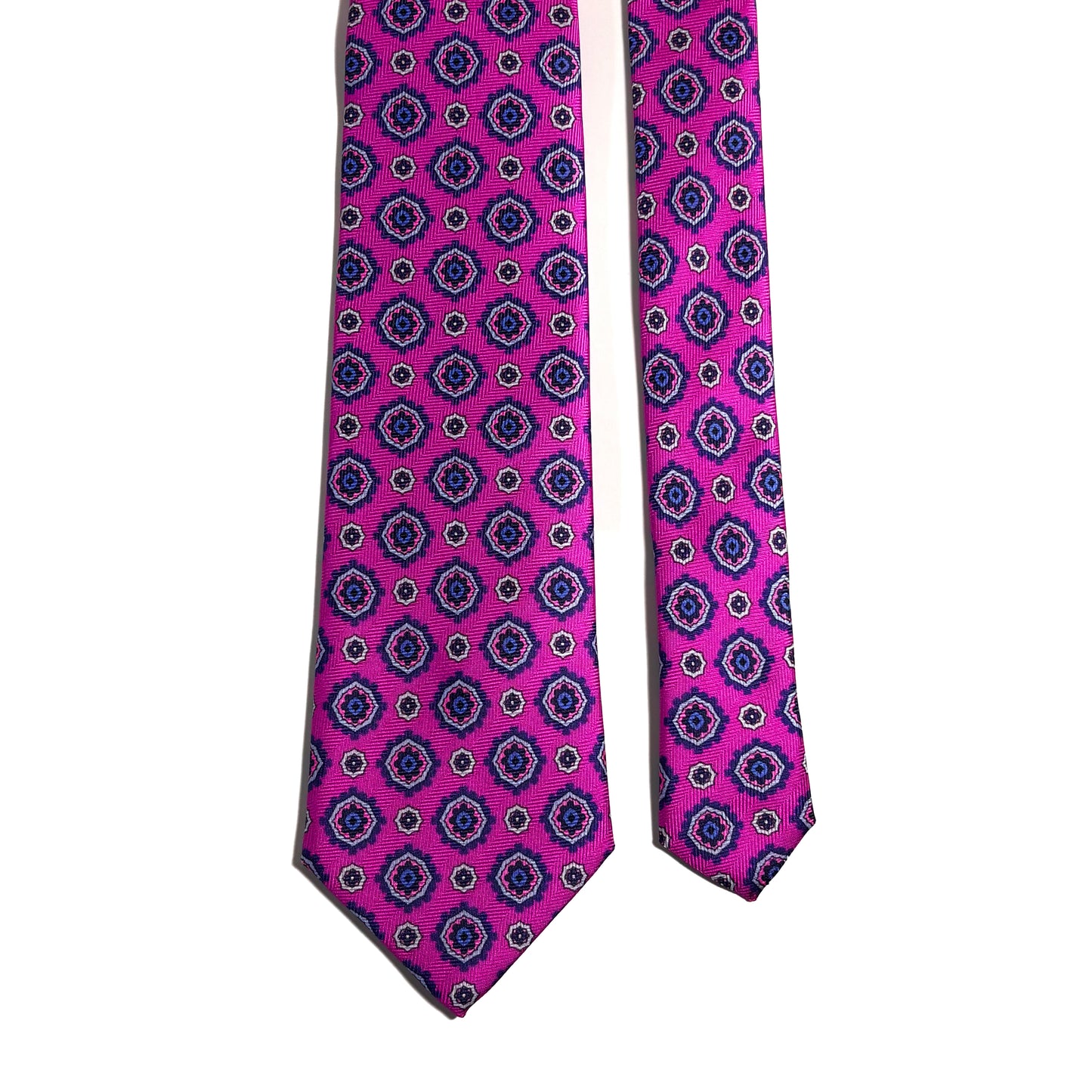 Fuchsia Pink Geometric Silk Tie (Handmade in Italy)