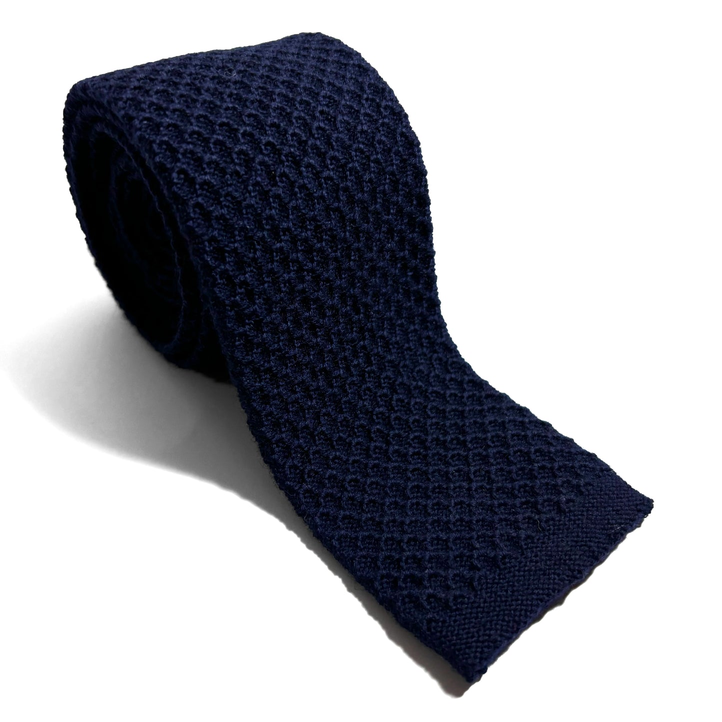Large Knot Navy Blue Wool Knitted Tie