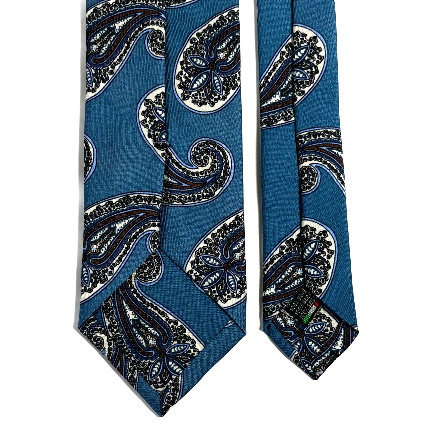 Light Blue Paisley Printed 36oz Silk Twill Tie