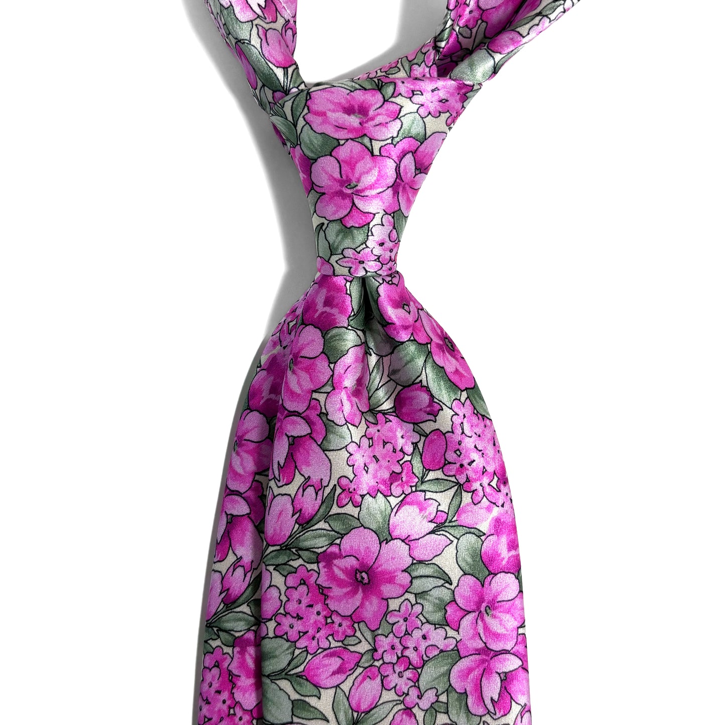 Pink Floral Motif Silk Satin Tie