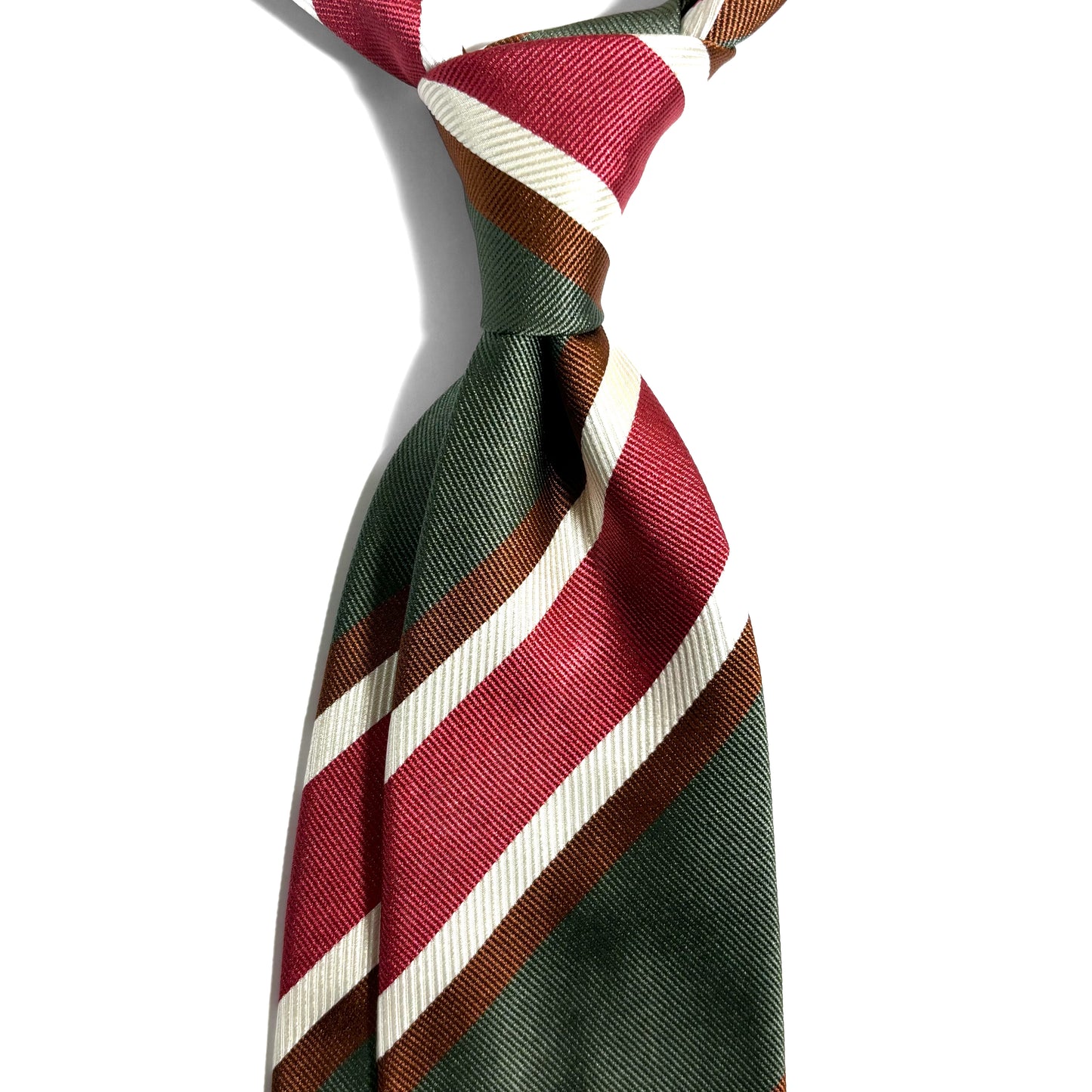 Green & Red Striped Silk Repp Tie
