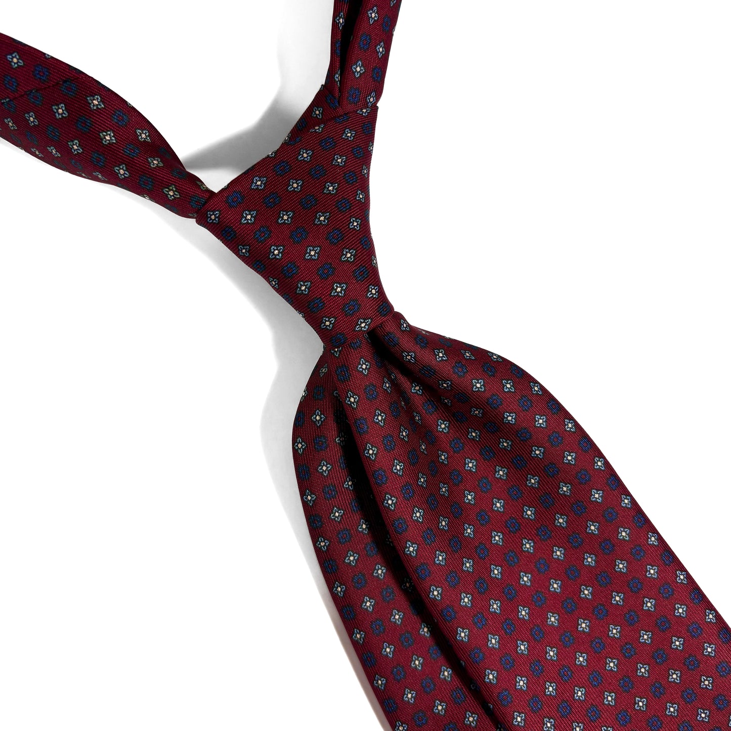 Hand-Printed Burgundy Floral Silk Twill Tie