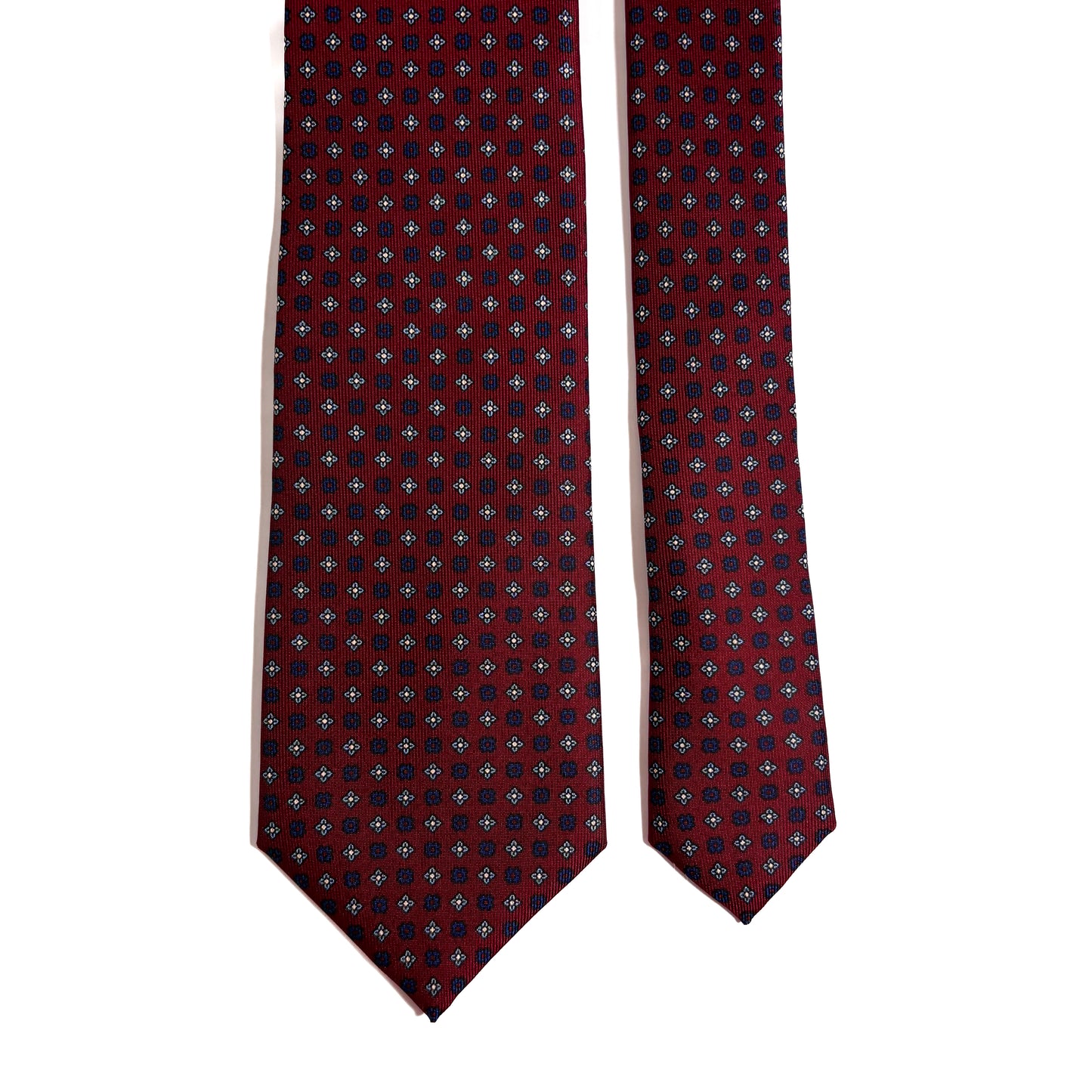 Hand-Printed Burgundy Floral Silk Twill Tie