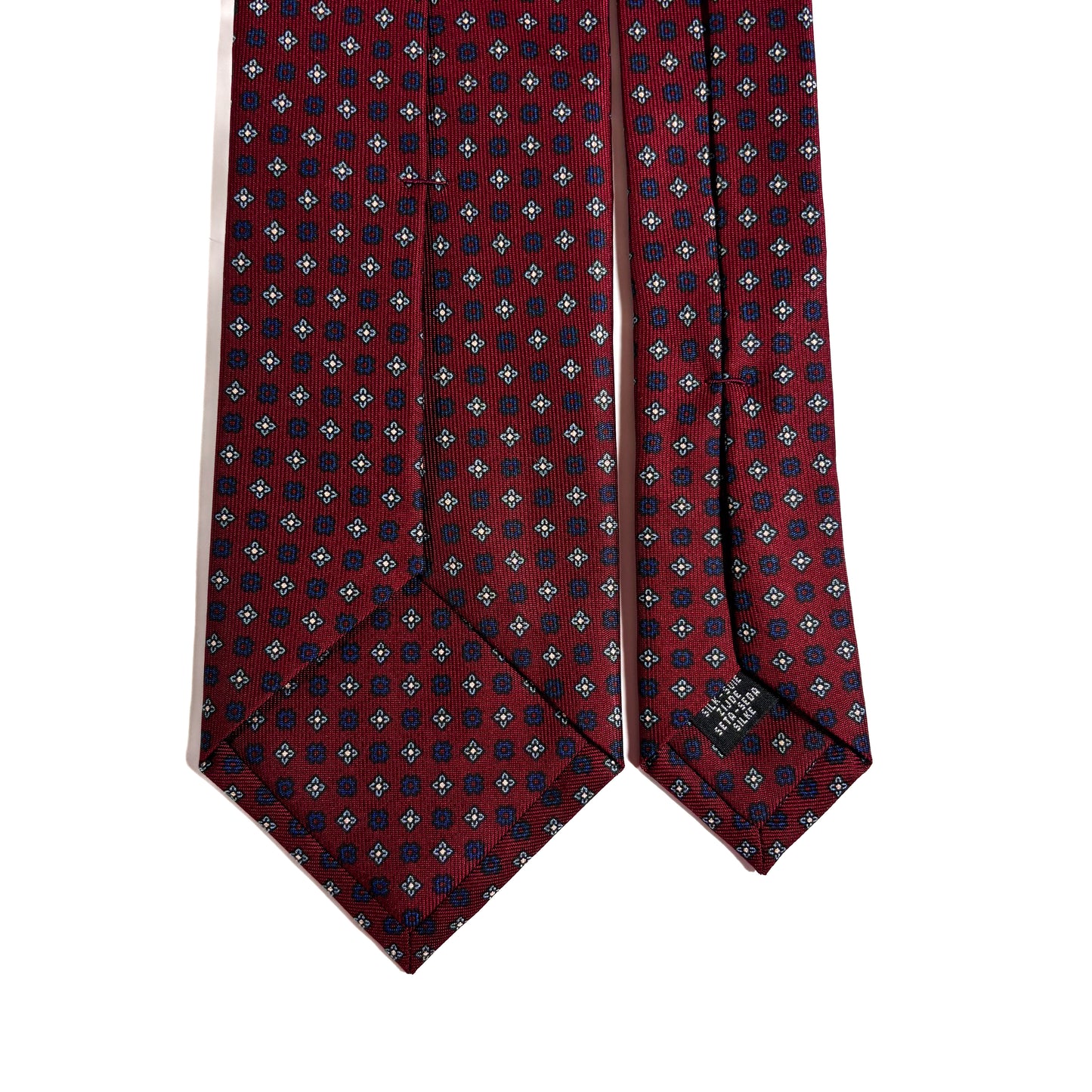 Hand-Printed Burgundy Floral Silk Twill Tie
