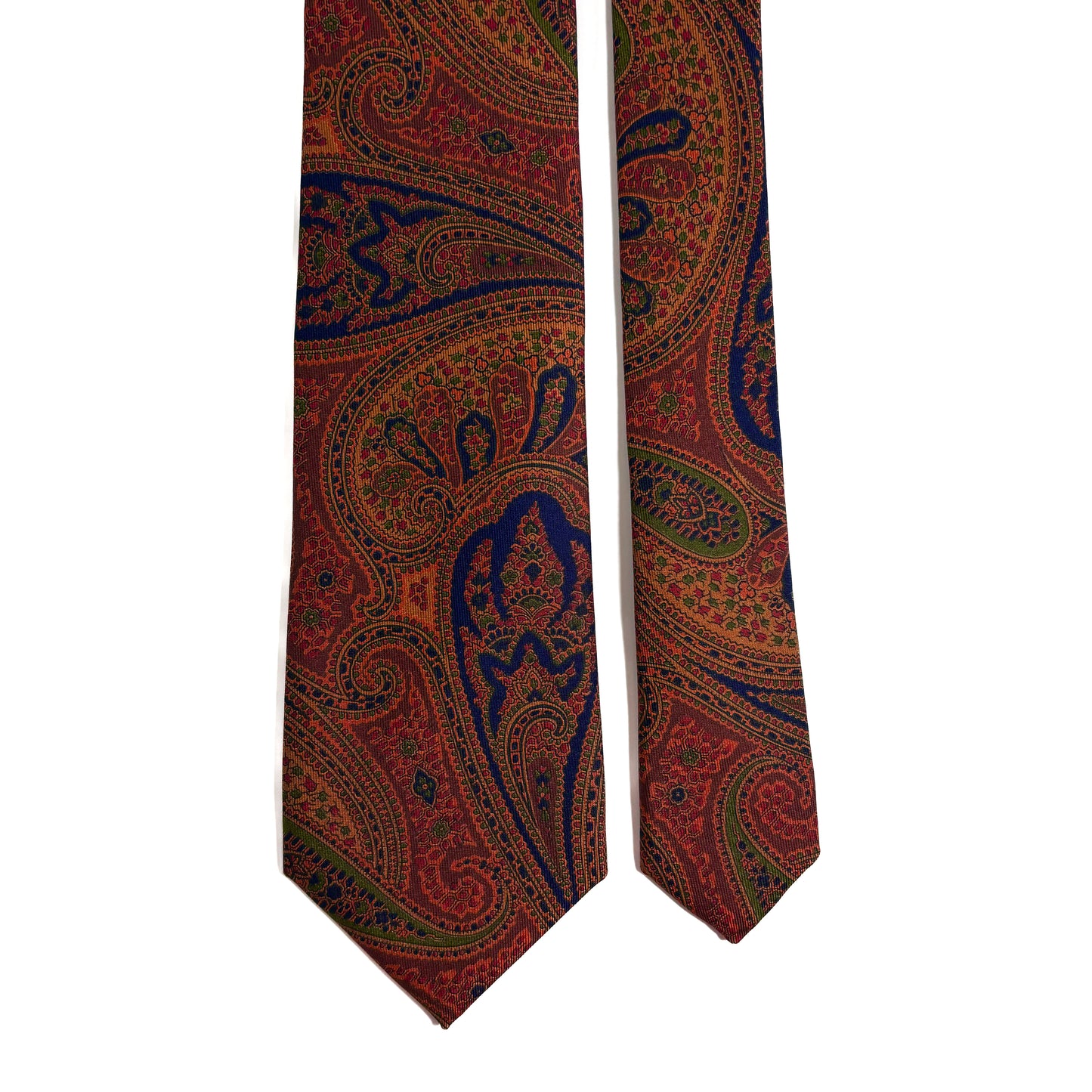 Hand-Printed Gold & Bronze Paisley Ancient Madder Silk Tie