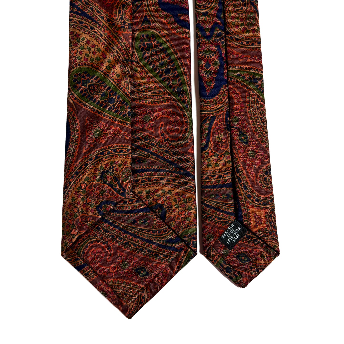 Hand-Printed Gold & Bronze Paisley Ancient Madder Silk Tie