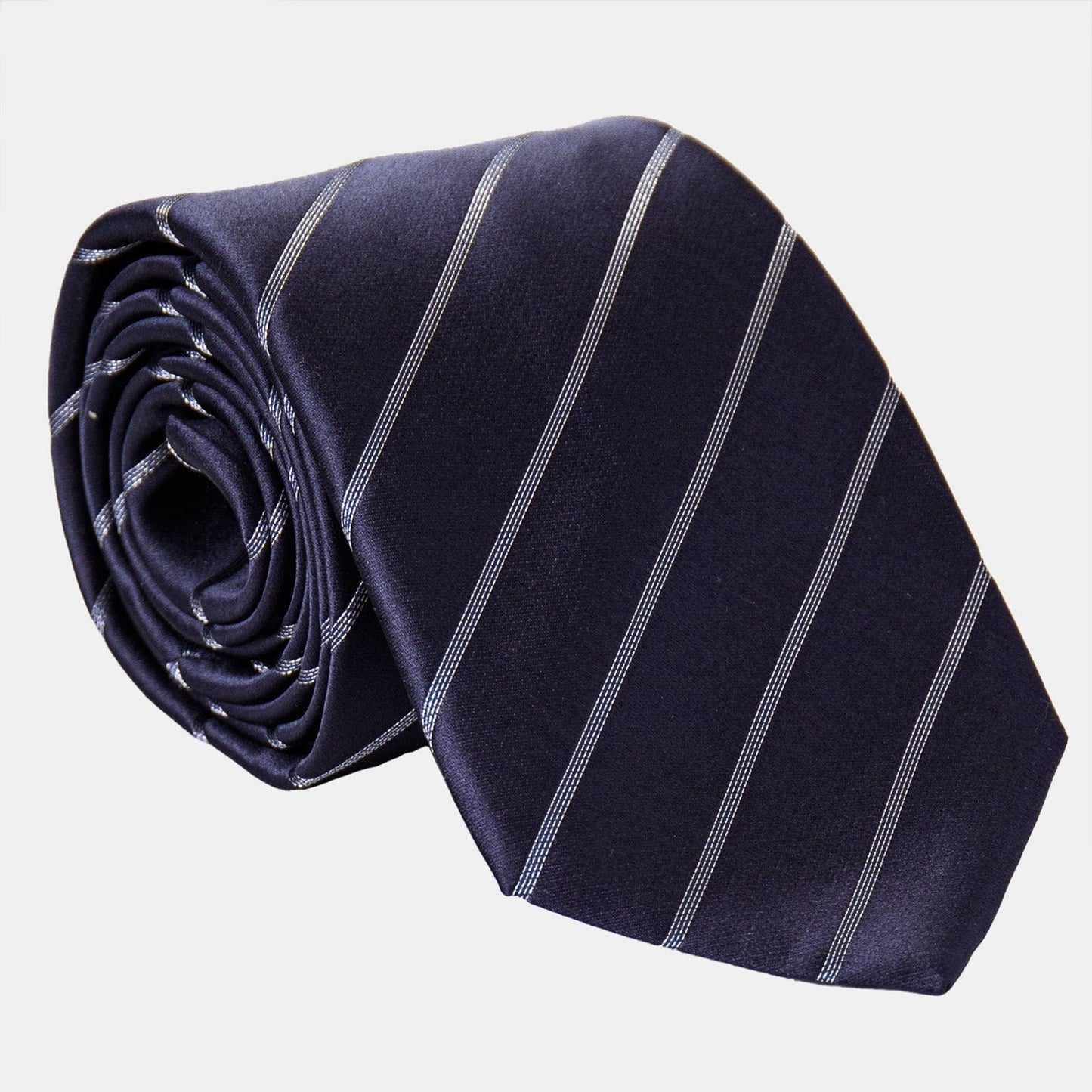 Esino - Silk Jacquard Tie - Midnight Blue and Silver