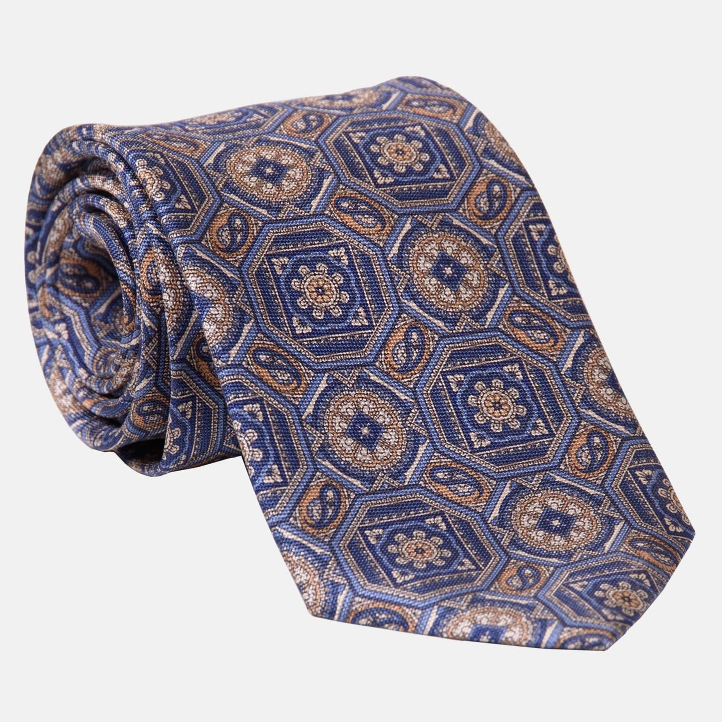 Mantova - Printed Silk Tie - Blue