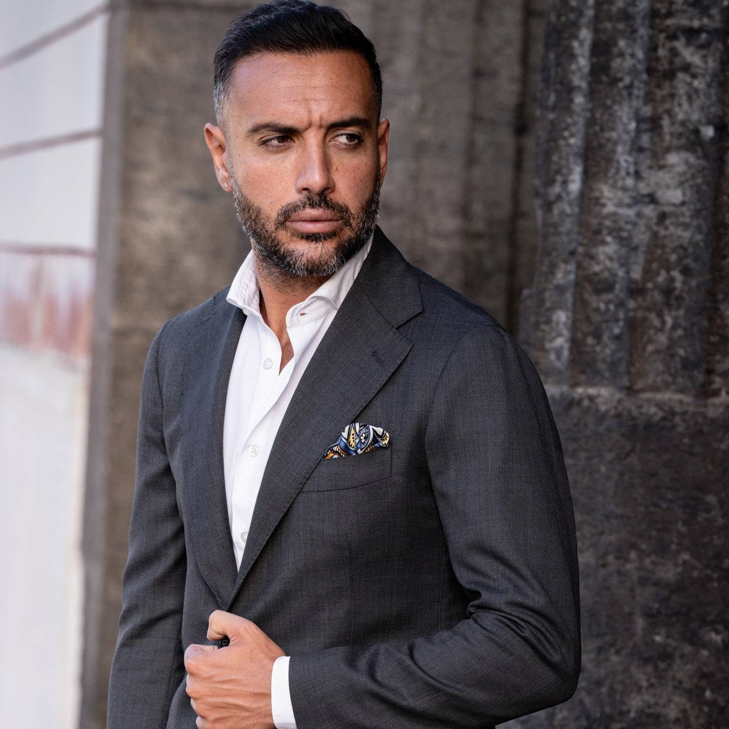 Tragara - Silk Pocket Square - Azure