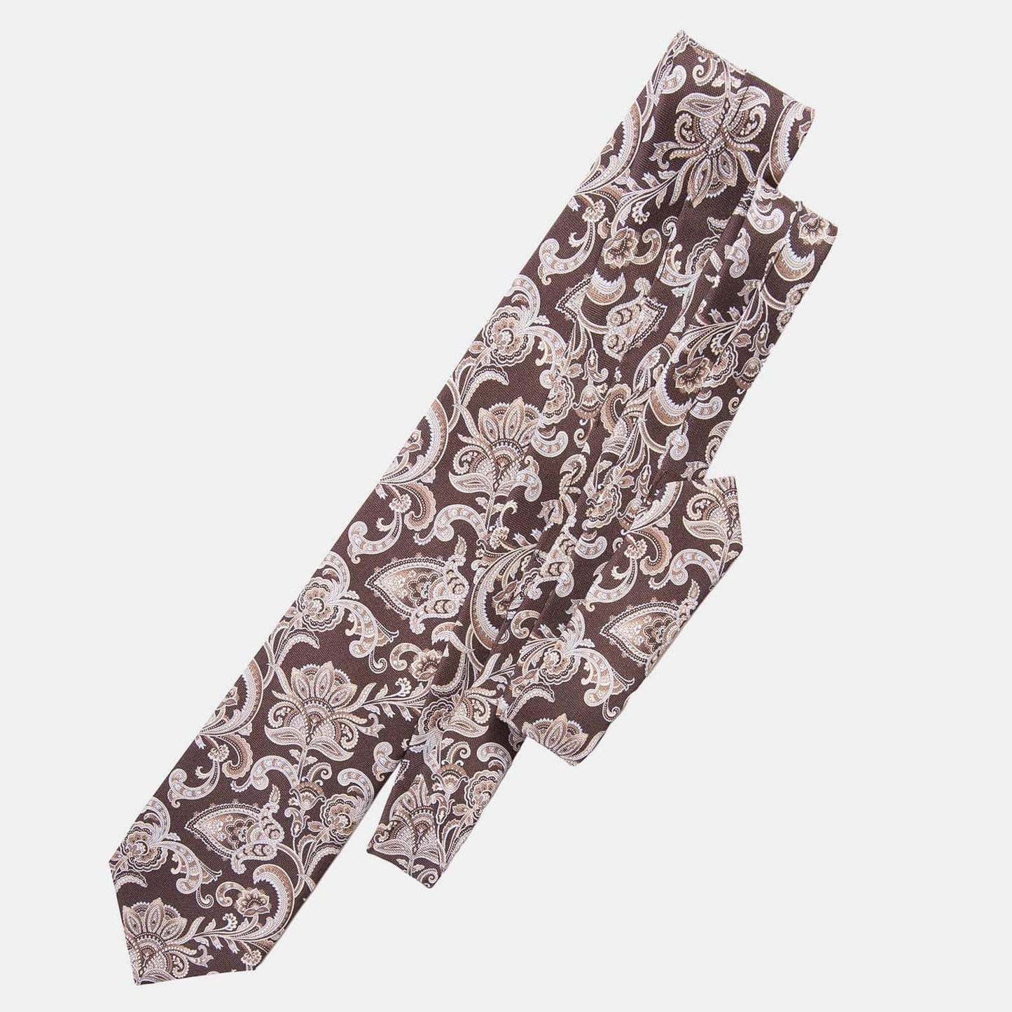 Novara - Printed Silk Tie - Brown
