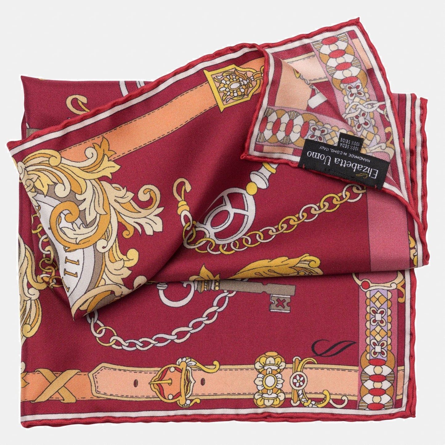 Like Clockwork - Silk Pocket Square - Cerise