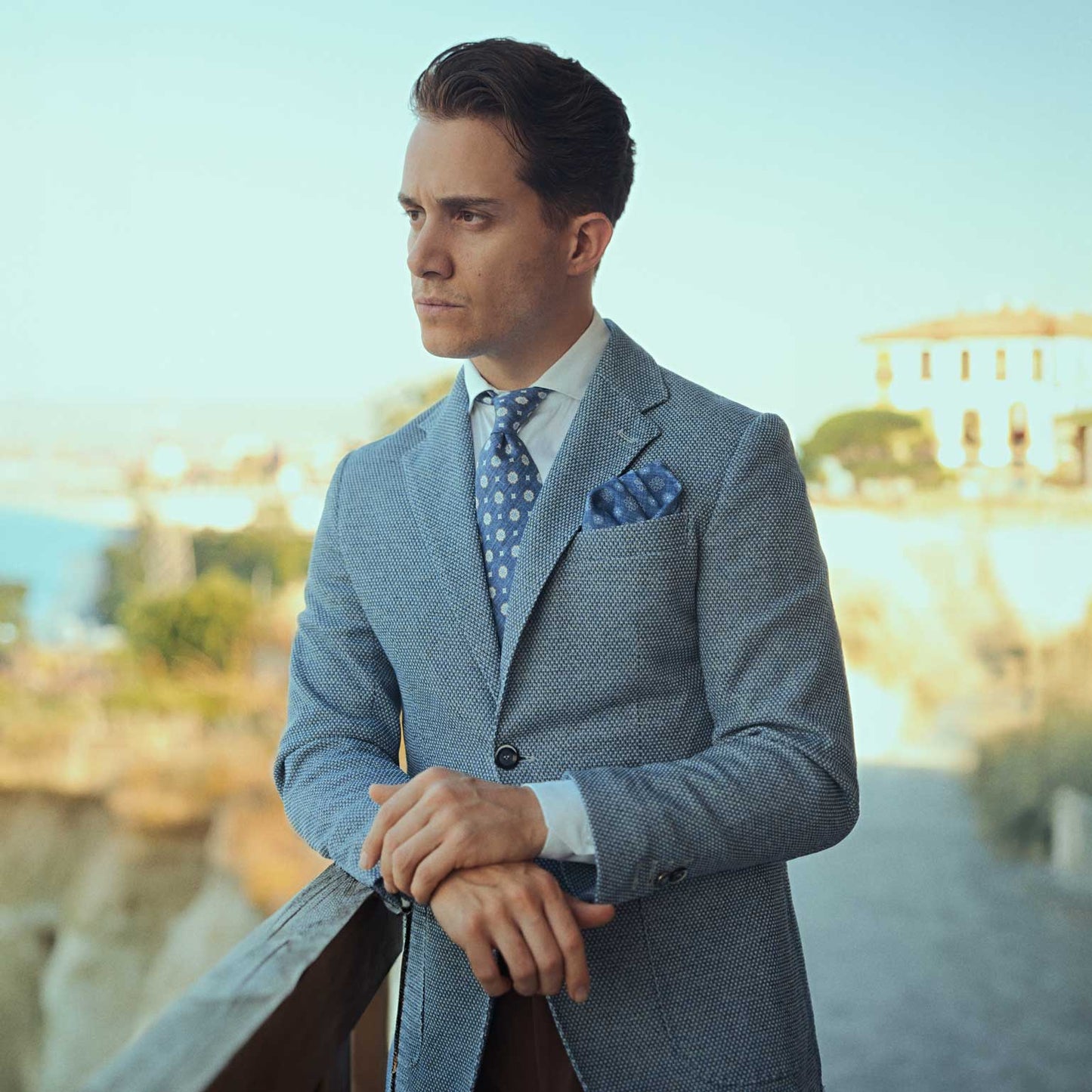 Antinori - Printed Silk Tie - Blue
