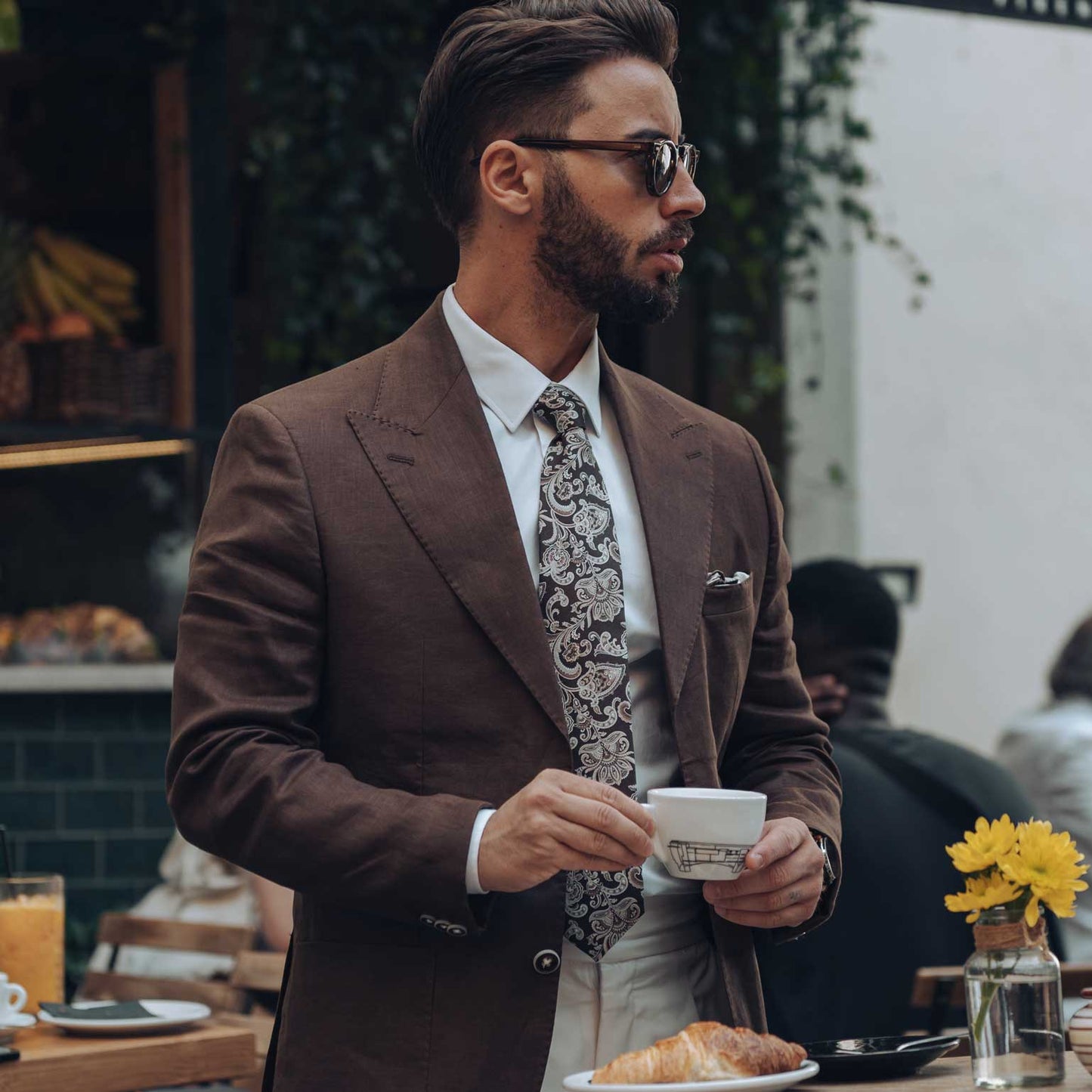 Novara - Printed Silk Tie - Brown