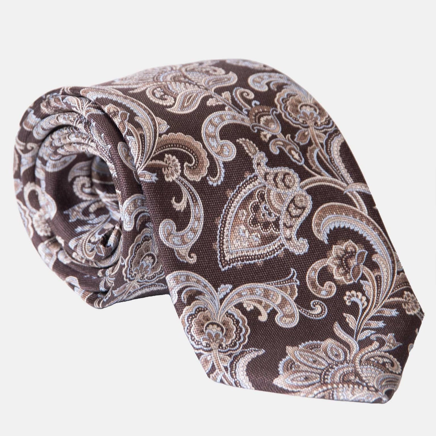 Novara - Printed Silk Tie - Brown