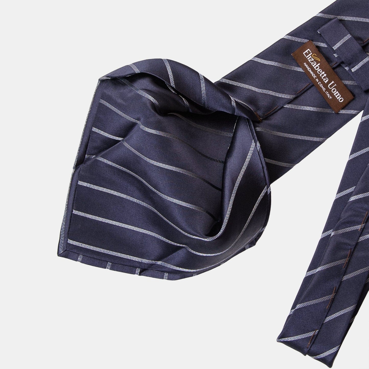 Esino - Silk Jacquard Tie - Midnight Blue and Silver