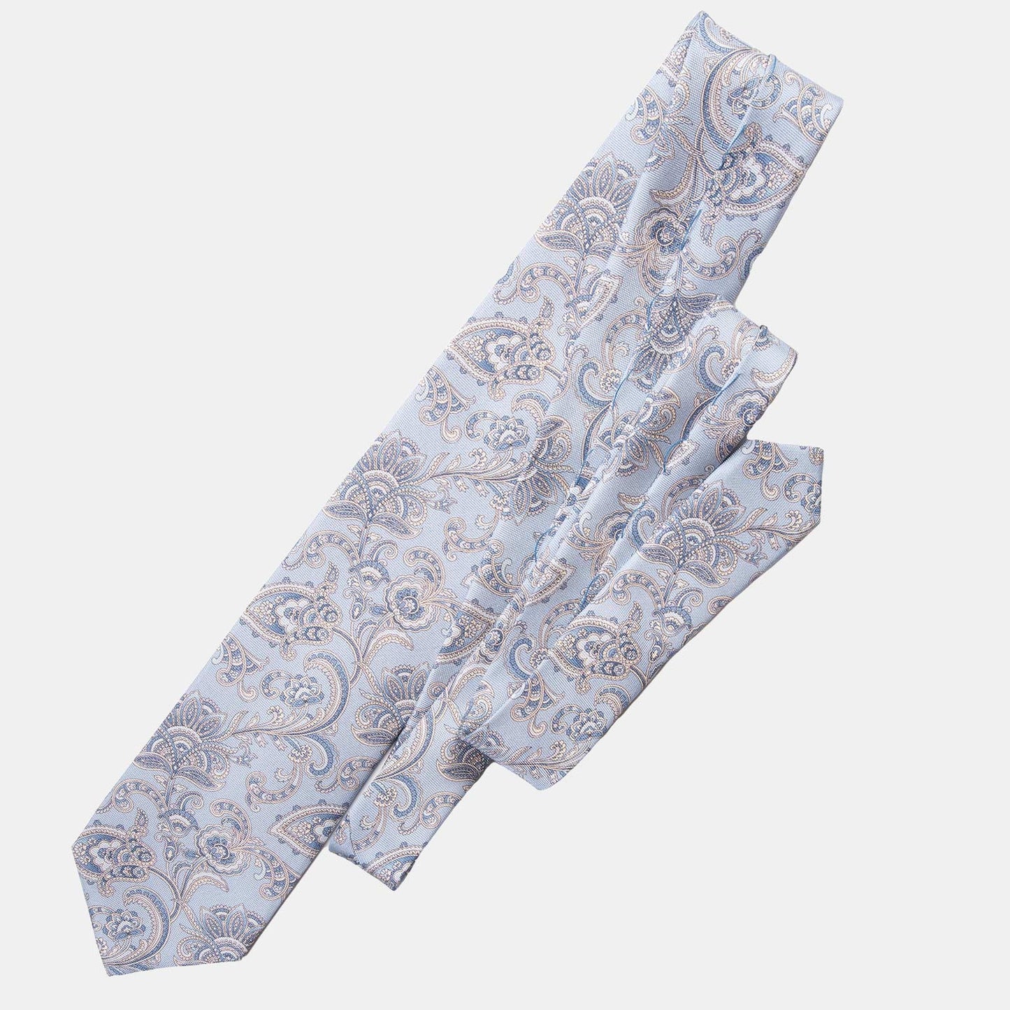 Novara - Printed Silk Tie - Sky Blue