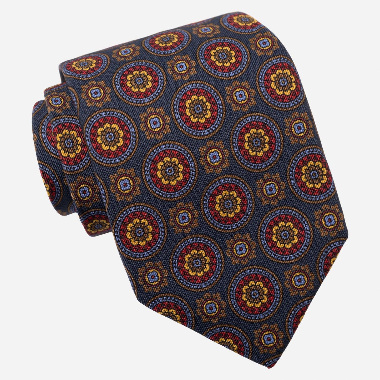 La Vigna - Printed Wool & Silk Tie - Navy