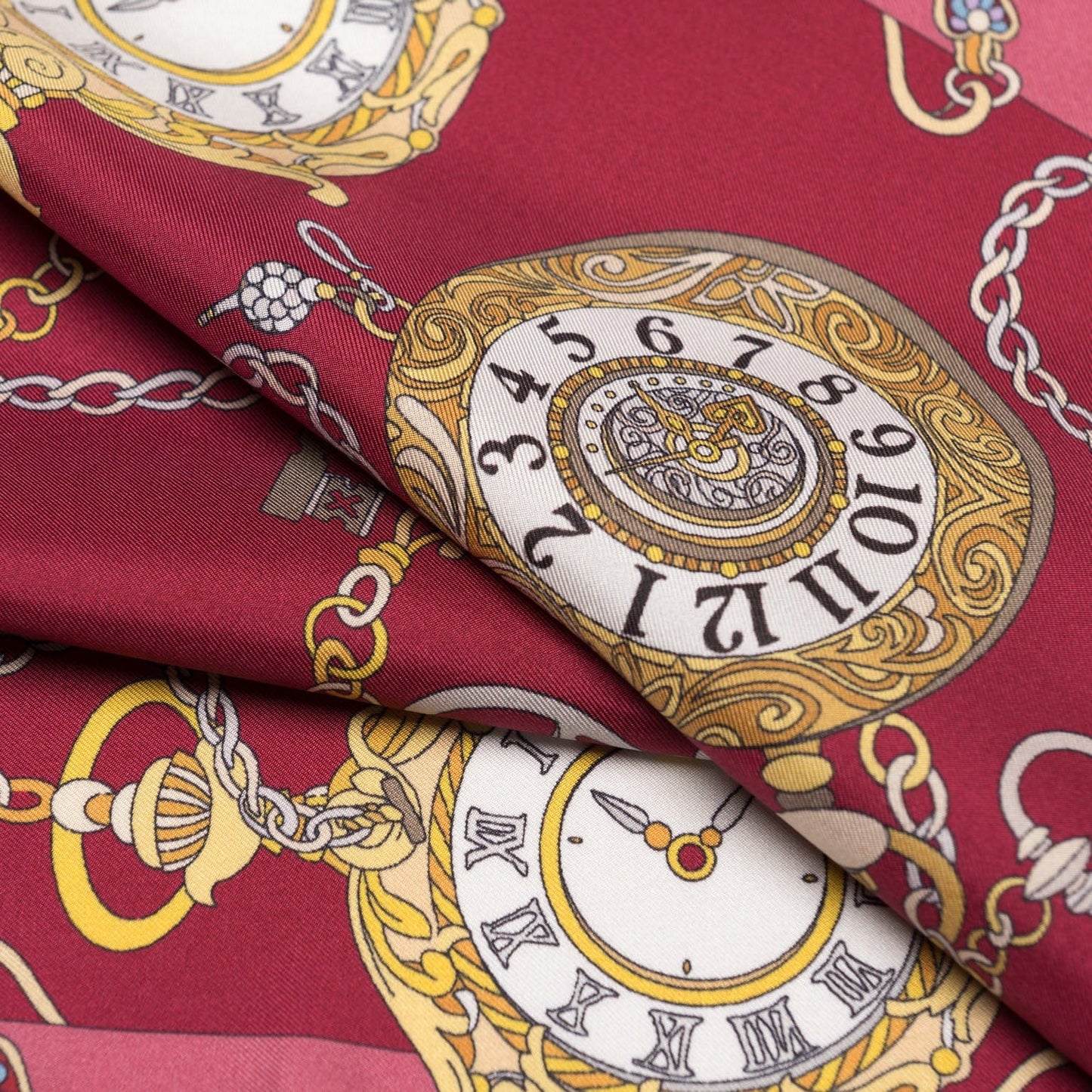 Like Clockwork - Silk Pocket Square - Cerise