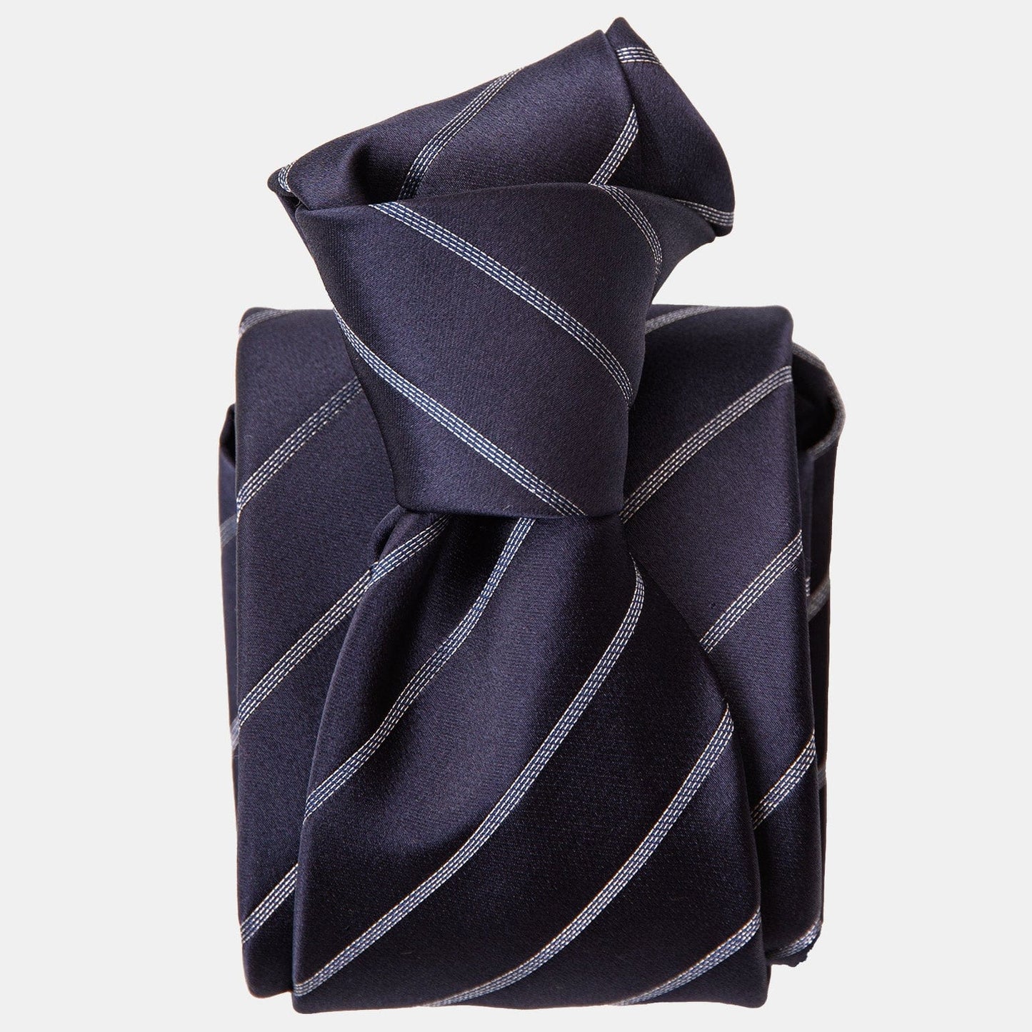 Esino - Silk Jacquard Tie - Midnight Blue and Silver