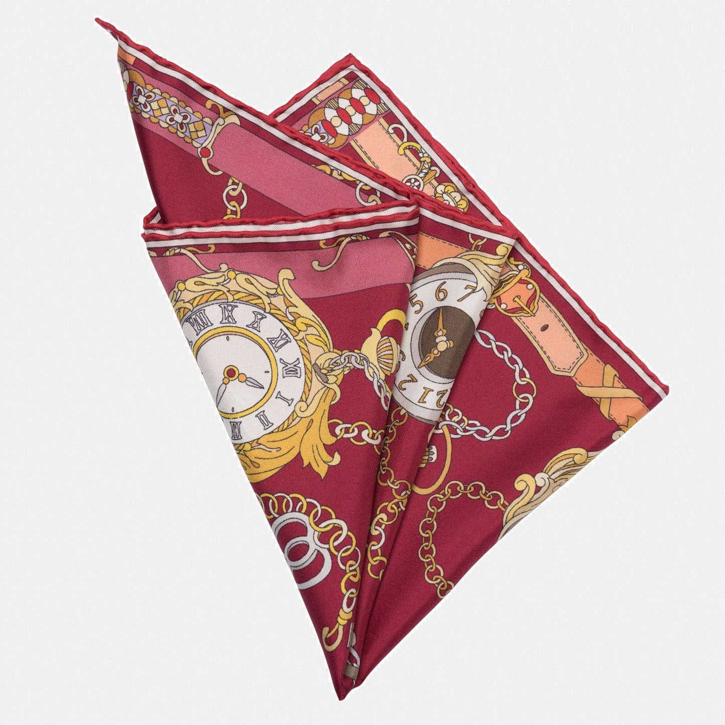 Like Clockwork - Silk Pocket Square - Cerise