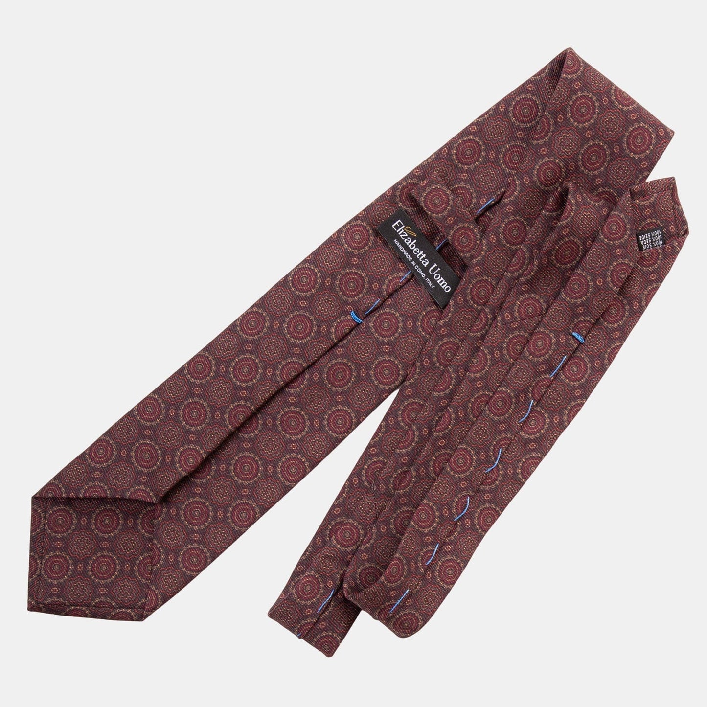 Moretti - Printed Madder Silk Tie - Brown & Burgundy