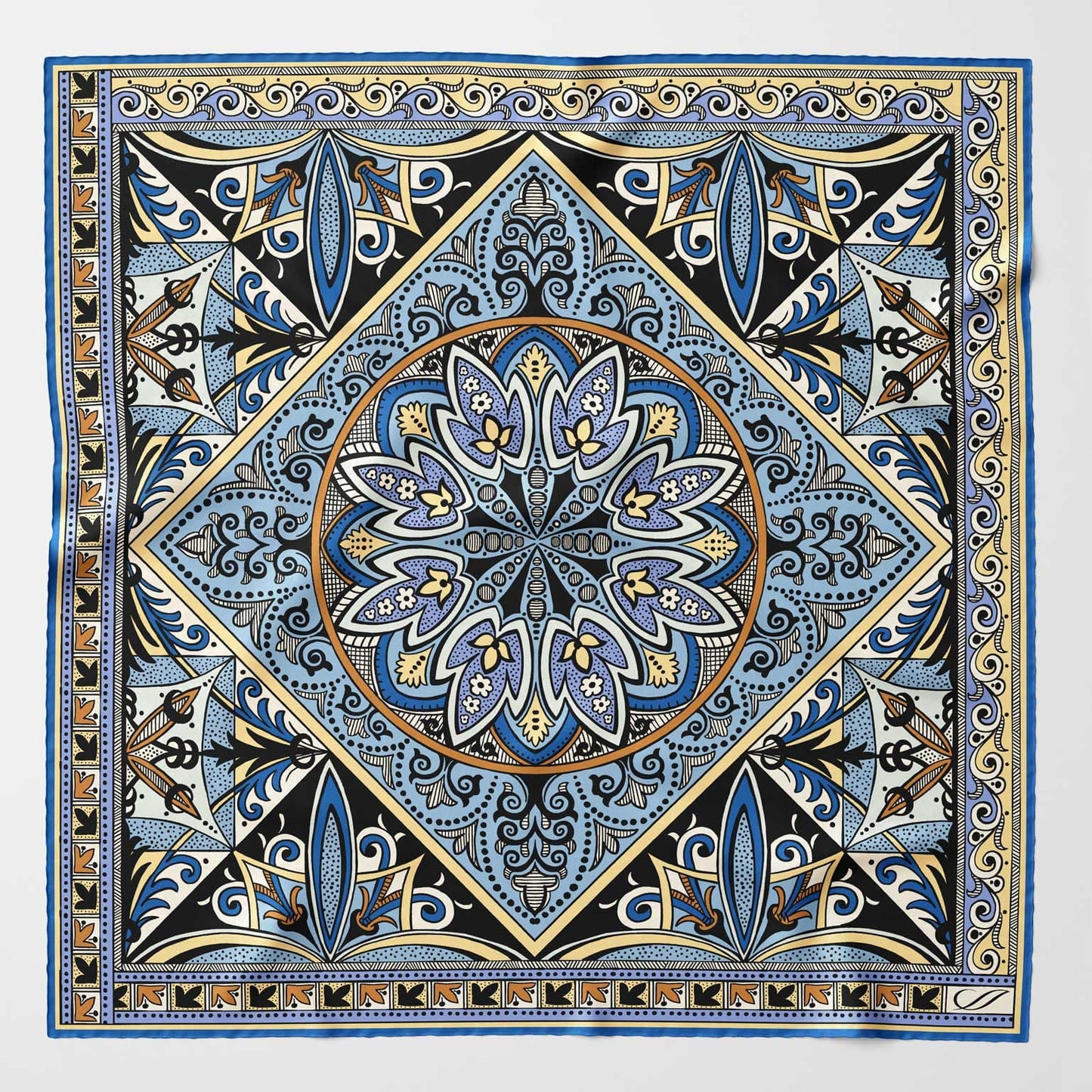 Tragara - Silk Pocket Square - Azure