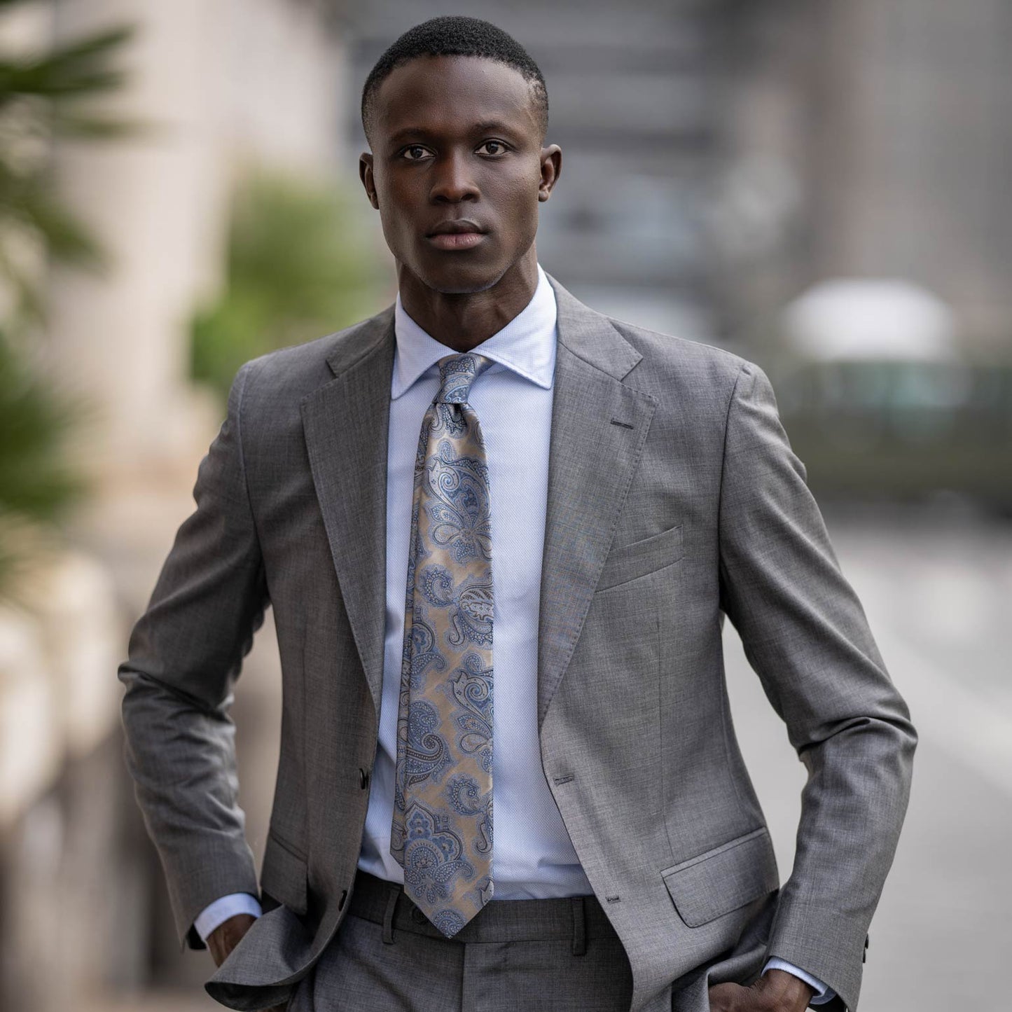 Cortina - Silk Jacquard Tie - Warm Pewter