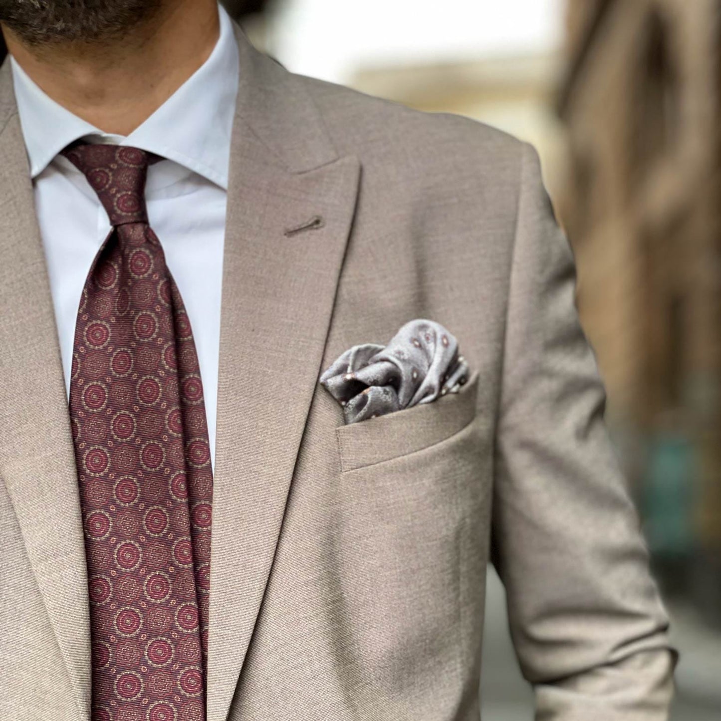 Moretti - Printed Madder Silk Tie - Brown & Burgundy