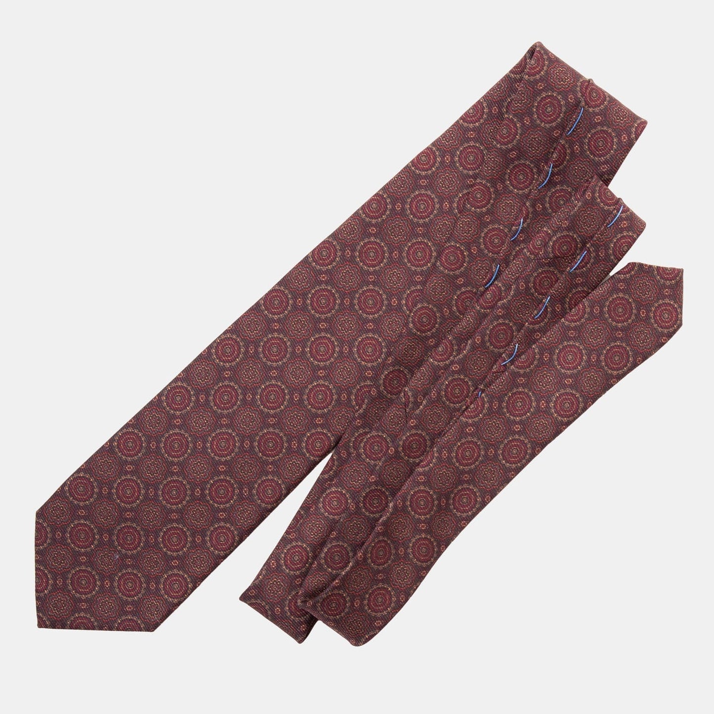 Moretti - Printed Madder Silk Tie - Brown & Burgundy